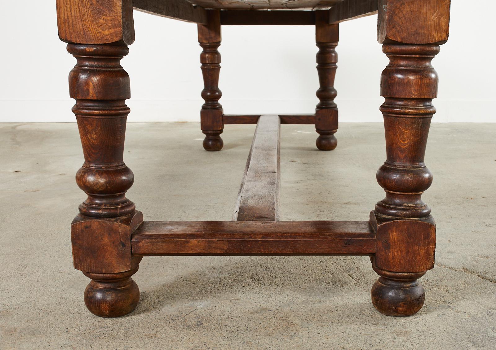 Country English Provincial Oak Farmhouse Trestle Dining Table 13