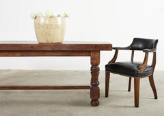 Country English Provincial Oak Farmhouse Trestle Dining Table