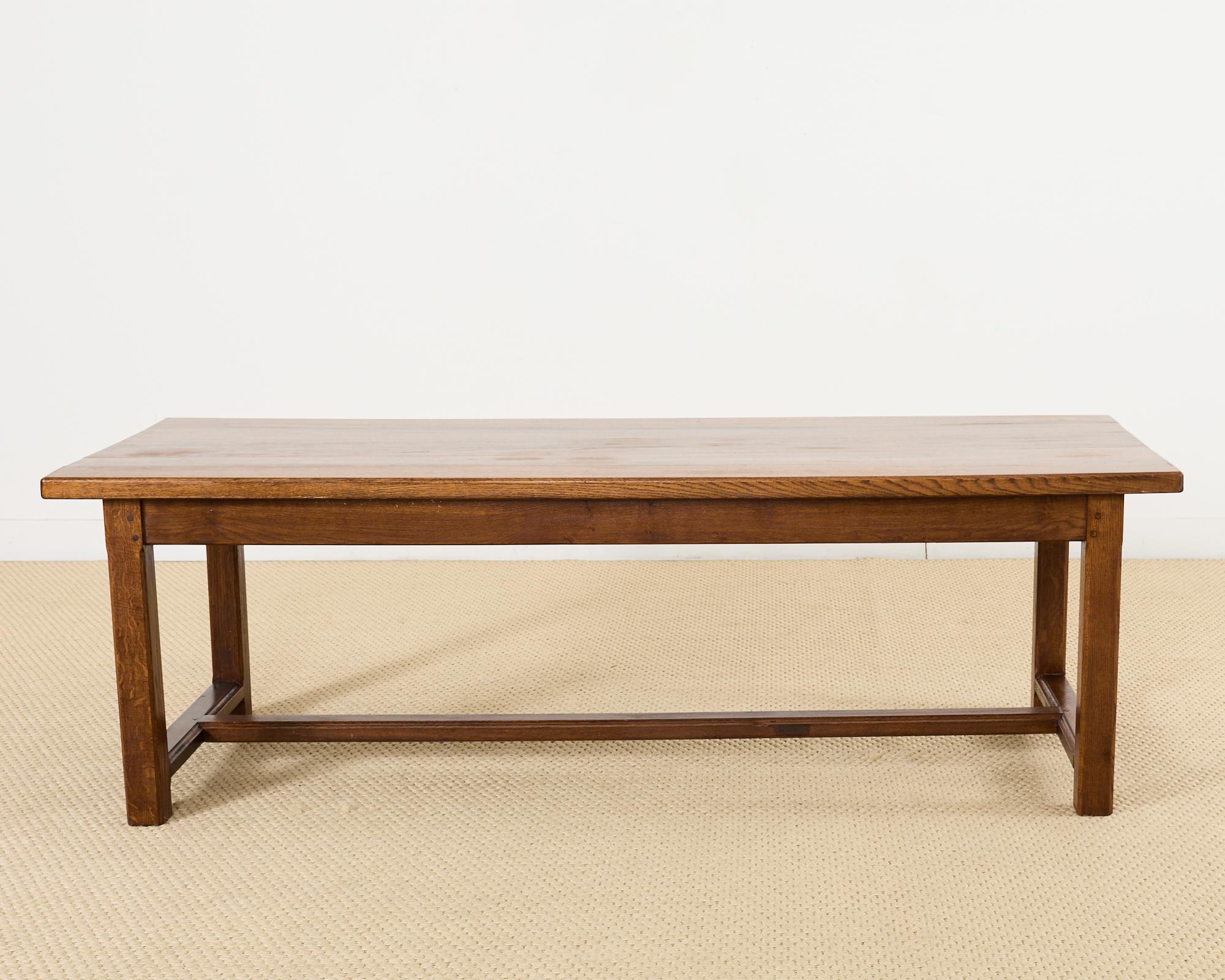 Country English Provincial Oak Farmhouse Trestle Dining Table 14