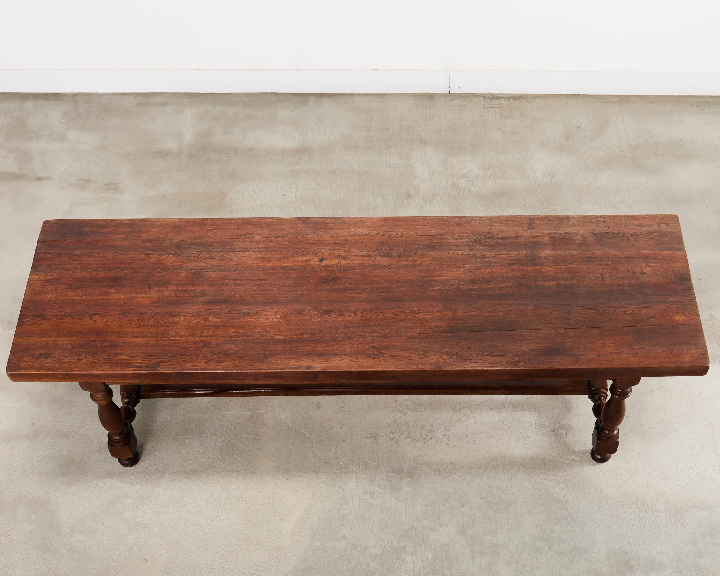 Mesa de comedor de caballete de granja de roble de estilo provincial inglés campestre Inglés en venta