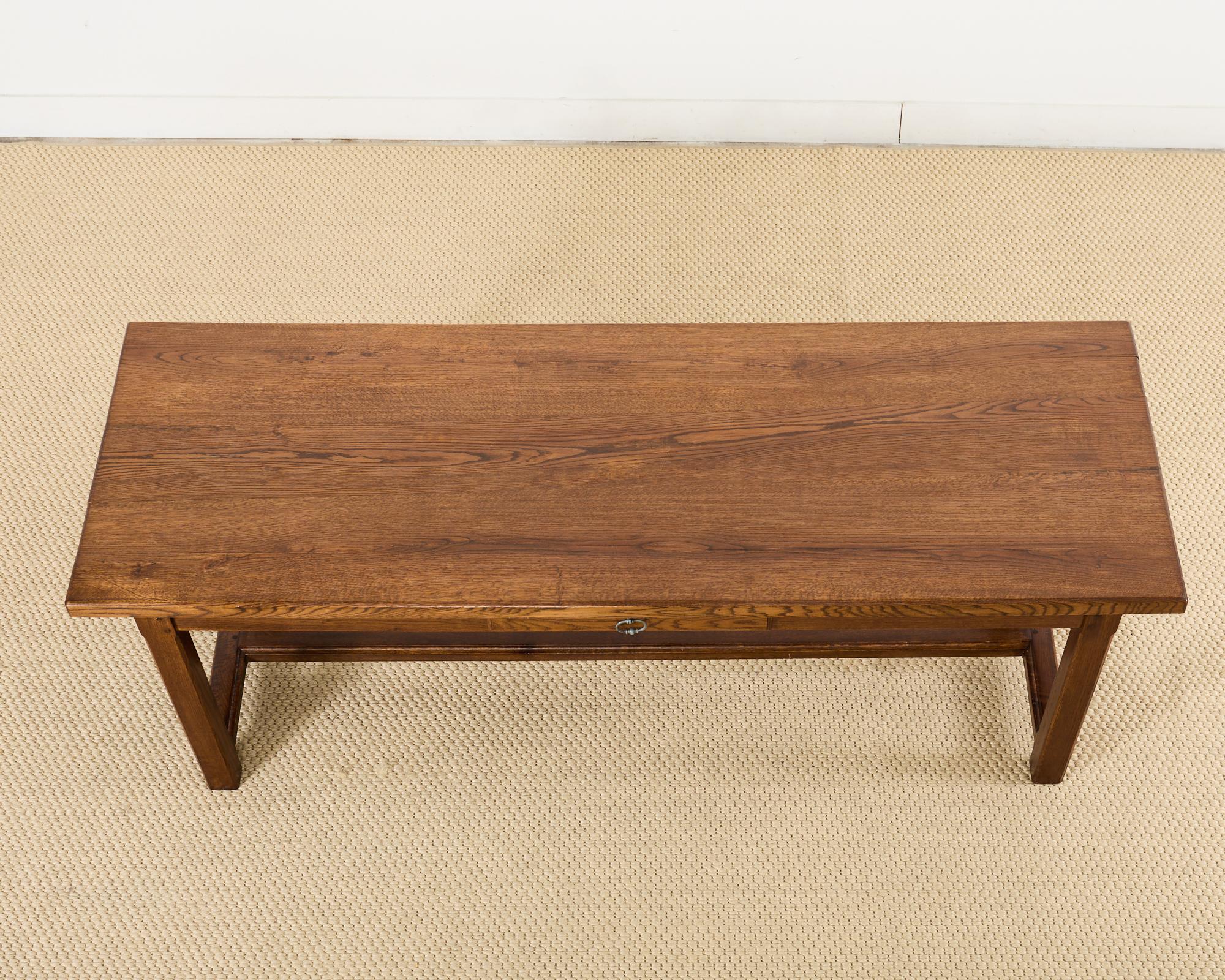 Iron Country English Provincial Oak Farmhouse Trestle Dining Table