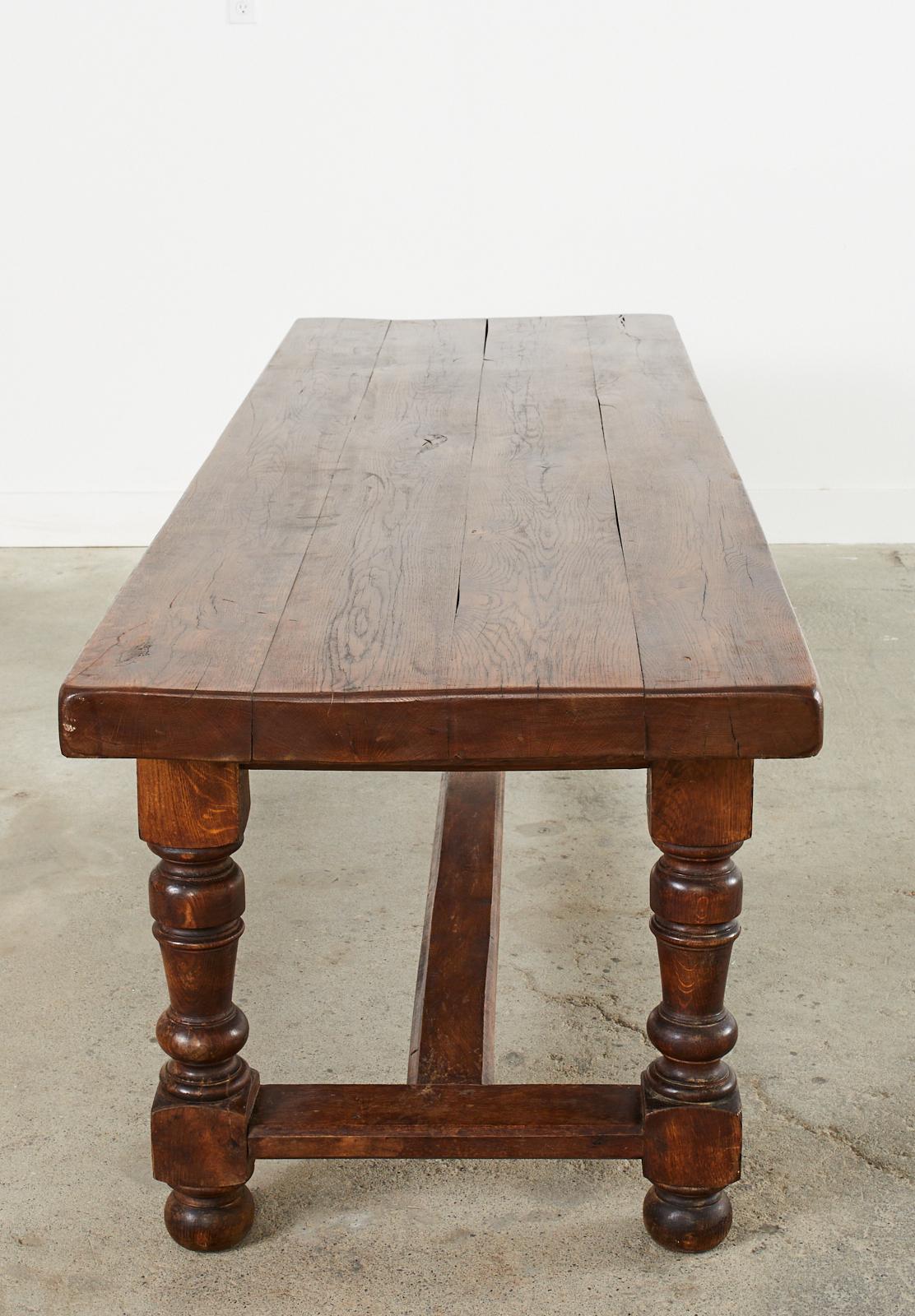 Country English Provincial Oak Farmhouse Trestle Dining Table 2