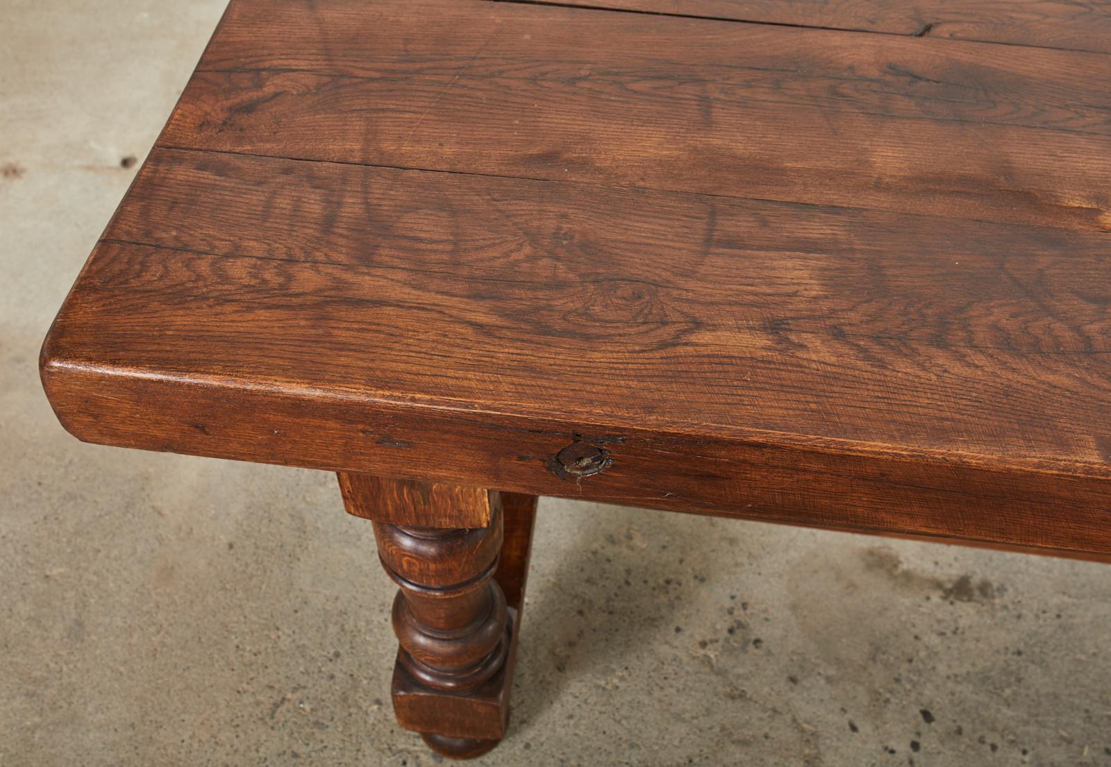 Country English Provincial Oak Farmhouse Trestle Dining Table 3