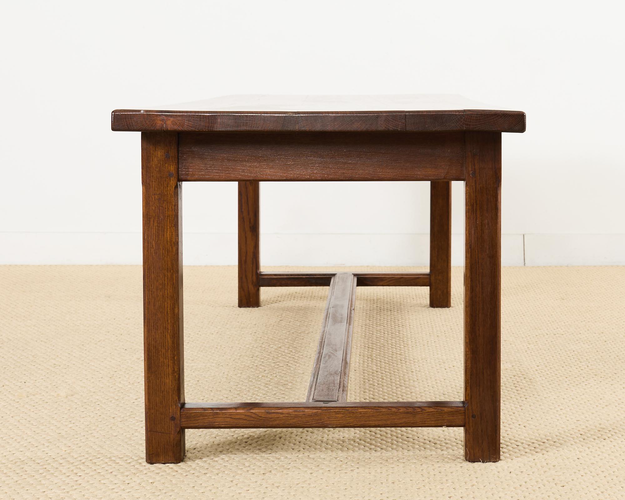 Country English Provincial Oak Farmhouse Trestle Dining Table 3