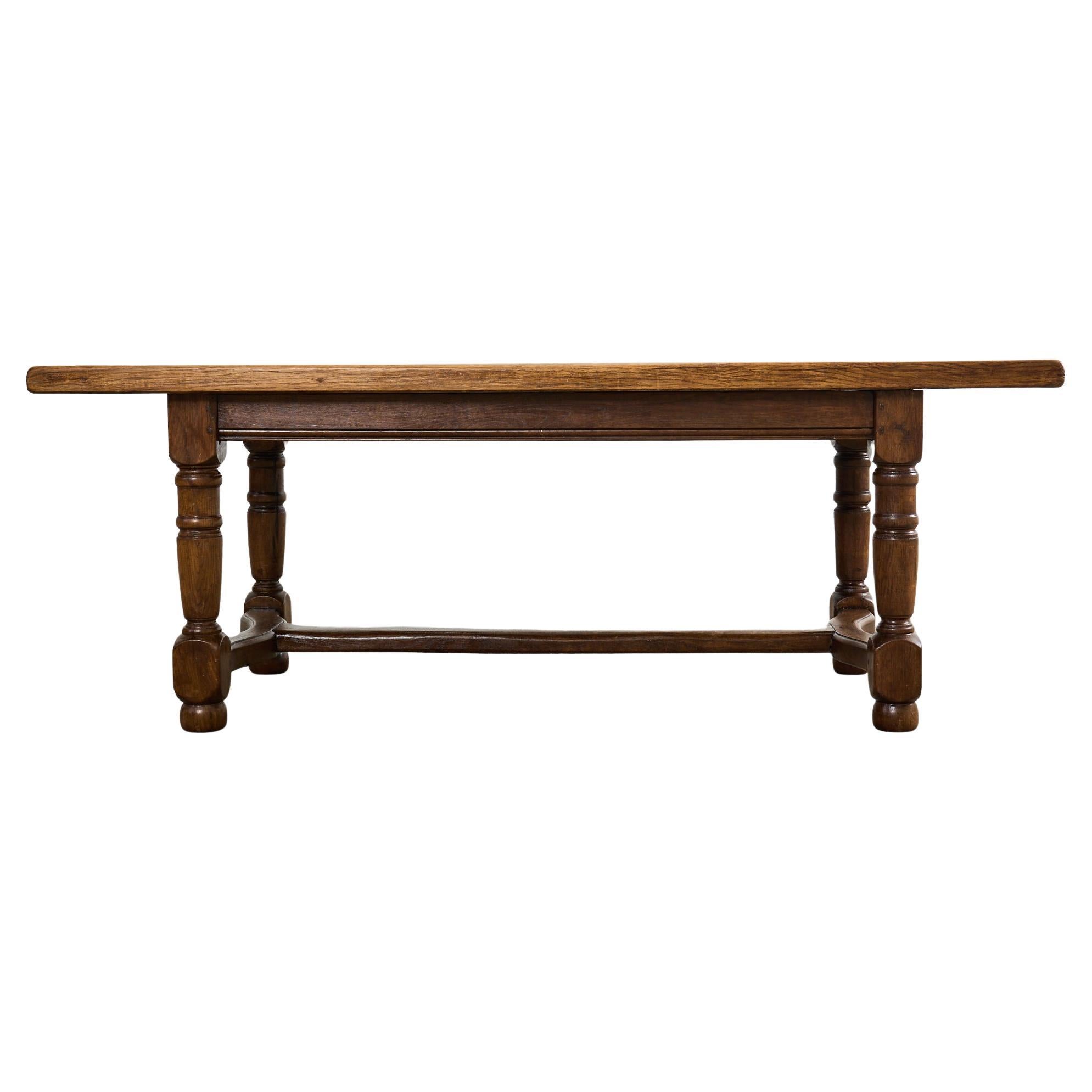 Country English Provincial Oak Farmhouse Trestle Dining Table