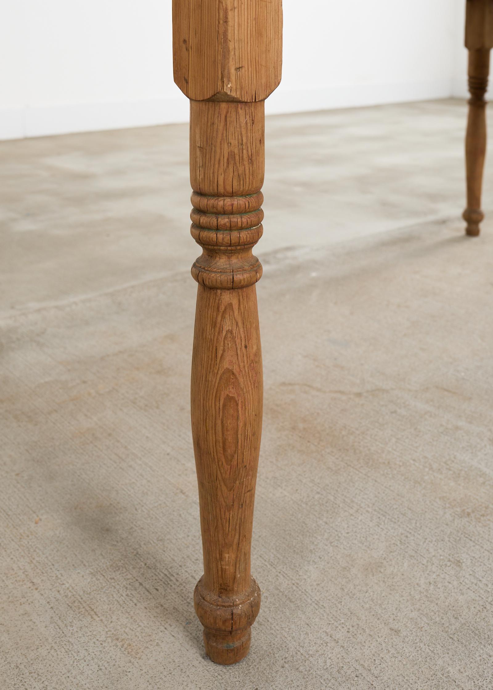 Country English Provincial Oak Pine Farmhouse Dining Table For Sale 13