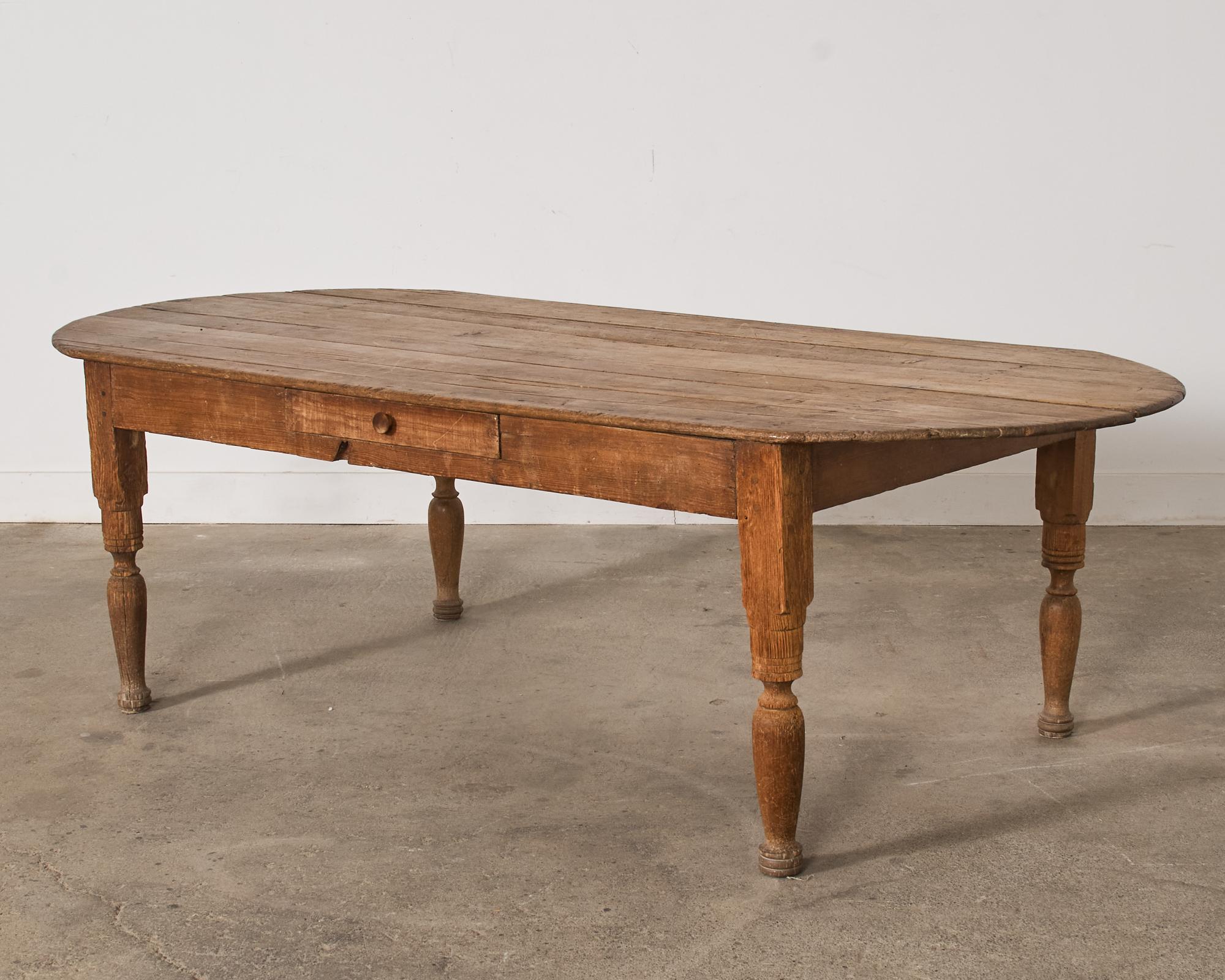 Country English Provincial Oval Pine Farmhouse Dining Table  For Sale 4