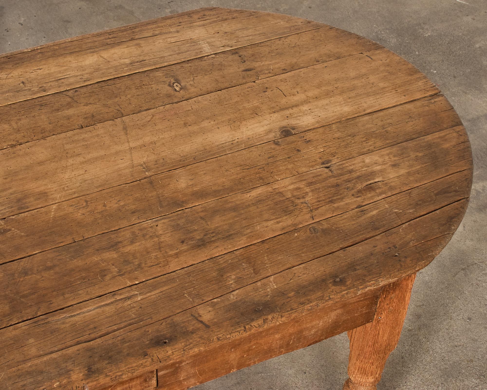 Country English Provincial Oval Pine Farmhouse Dining Table  For Sale 11