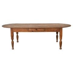 Vintage Country English Provincial Oval Pine Farmhouse Dining Table 