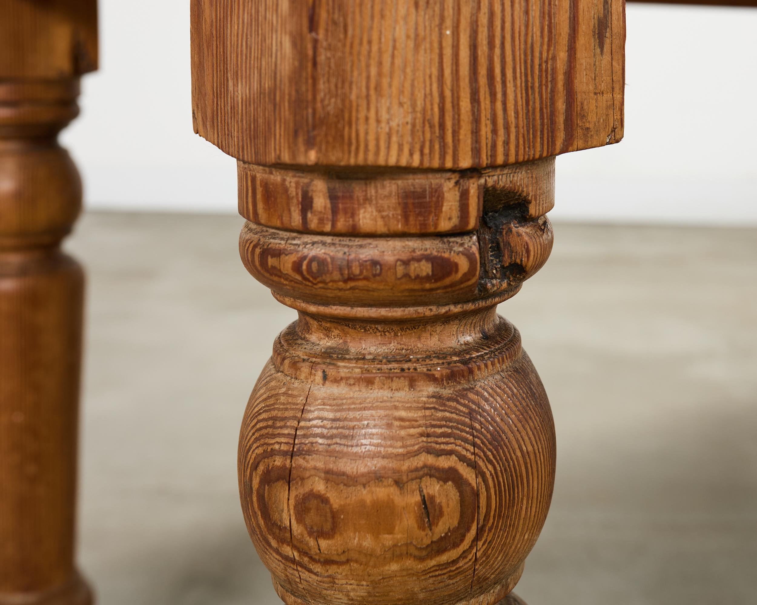 Country English Provincial Pine Farmhouse Dining Table For Sale 7