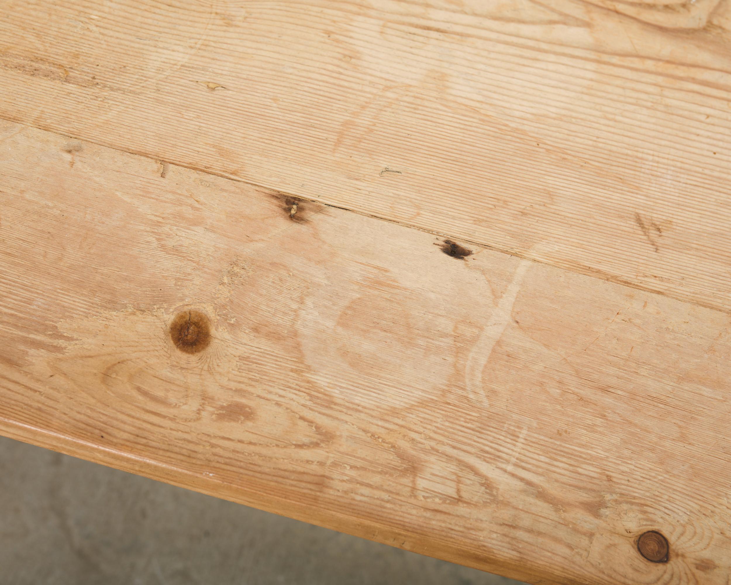 Country English Provincial Pine Farmhouse Dining Table For Sale 8