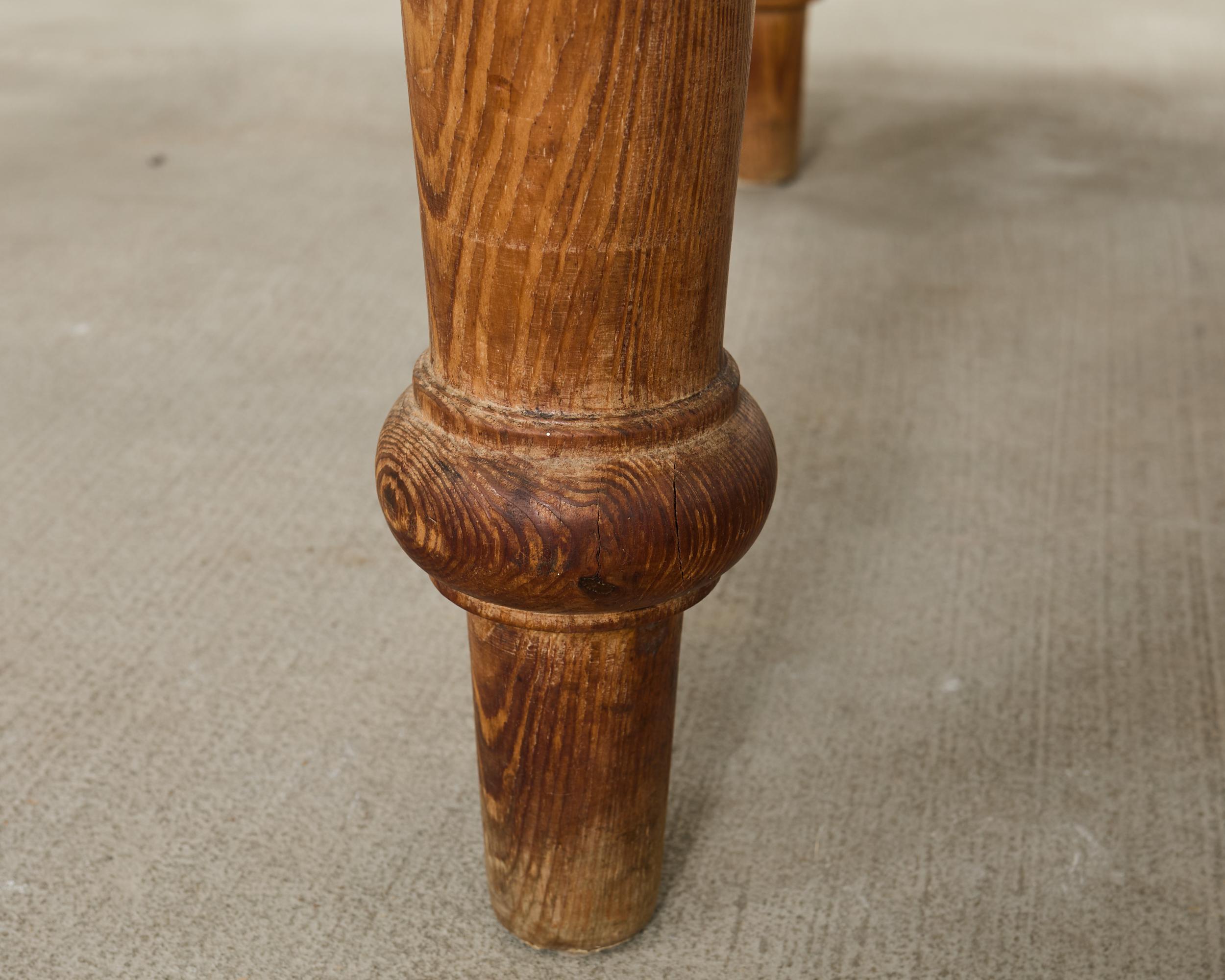 Country English Provincial Pine Farmhouse Dining Table For Sale 9
