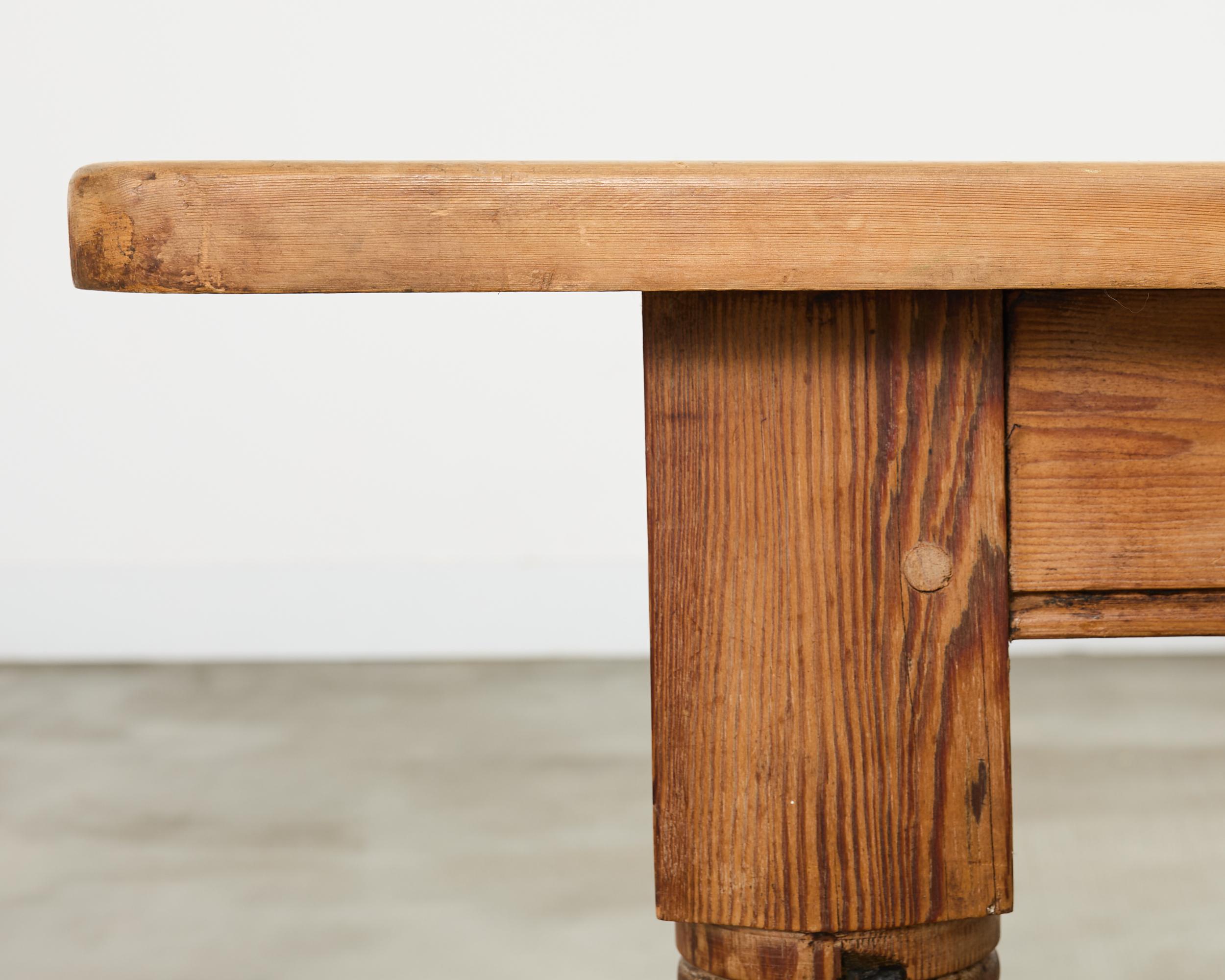 Country English Provincial Pine Farmhouse Dining Table For Sale 10
