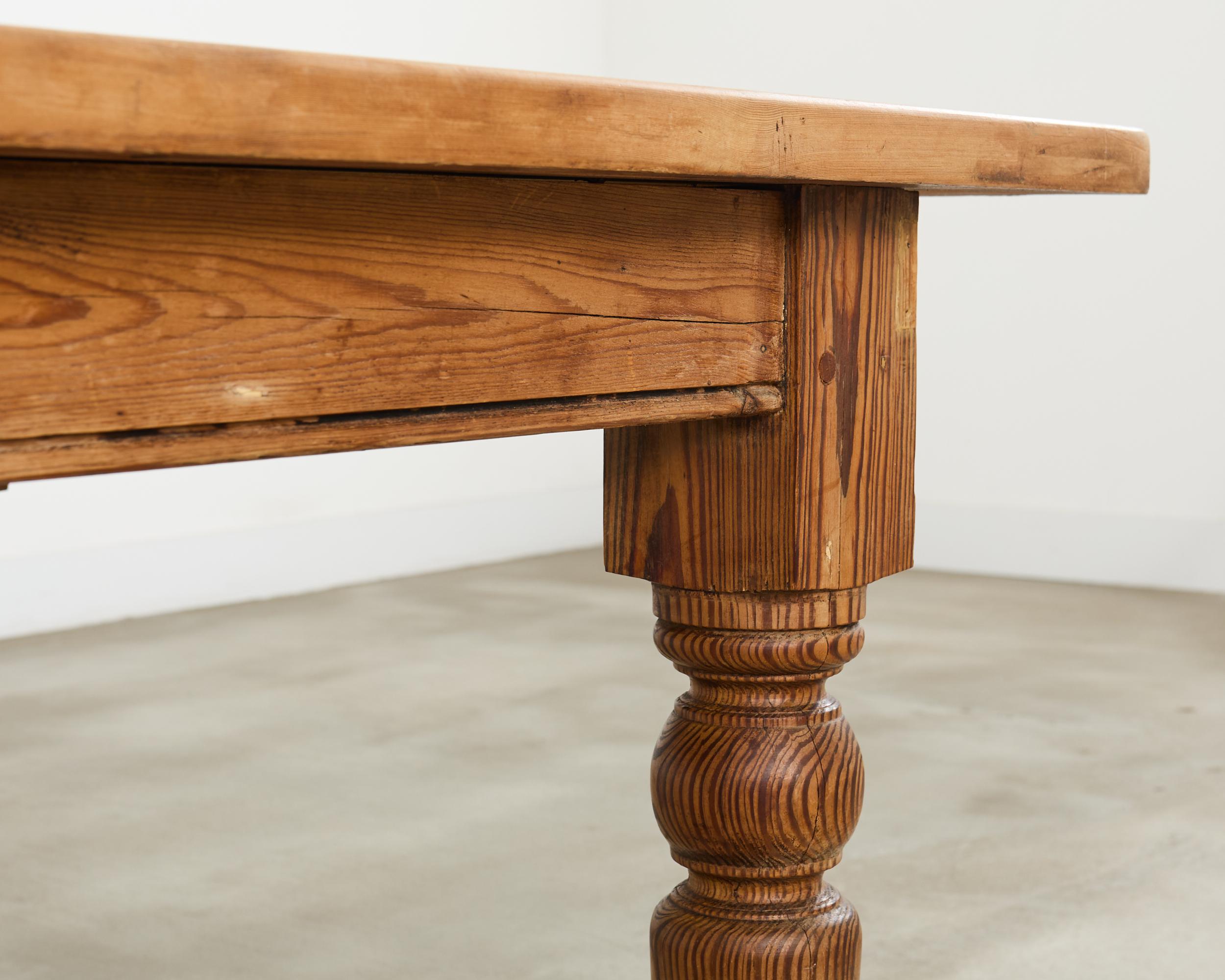 Country English Provincial Pine Farmhouse Dining Table For Sale 12