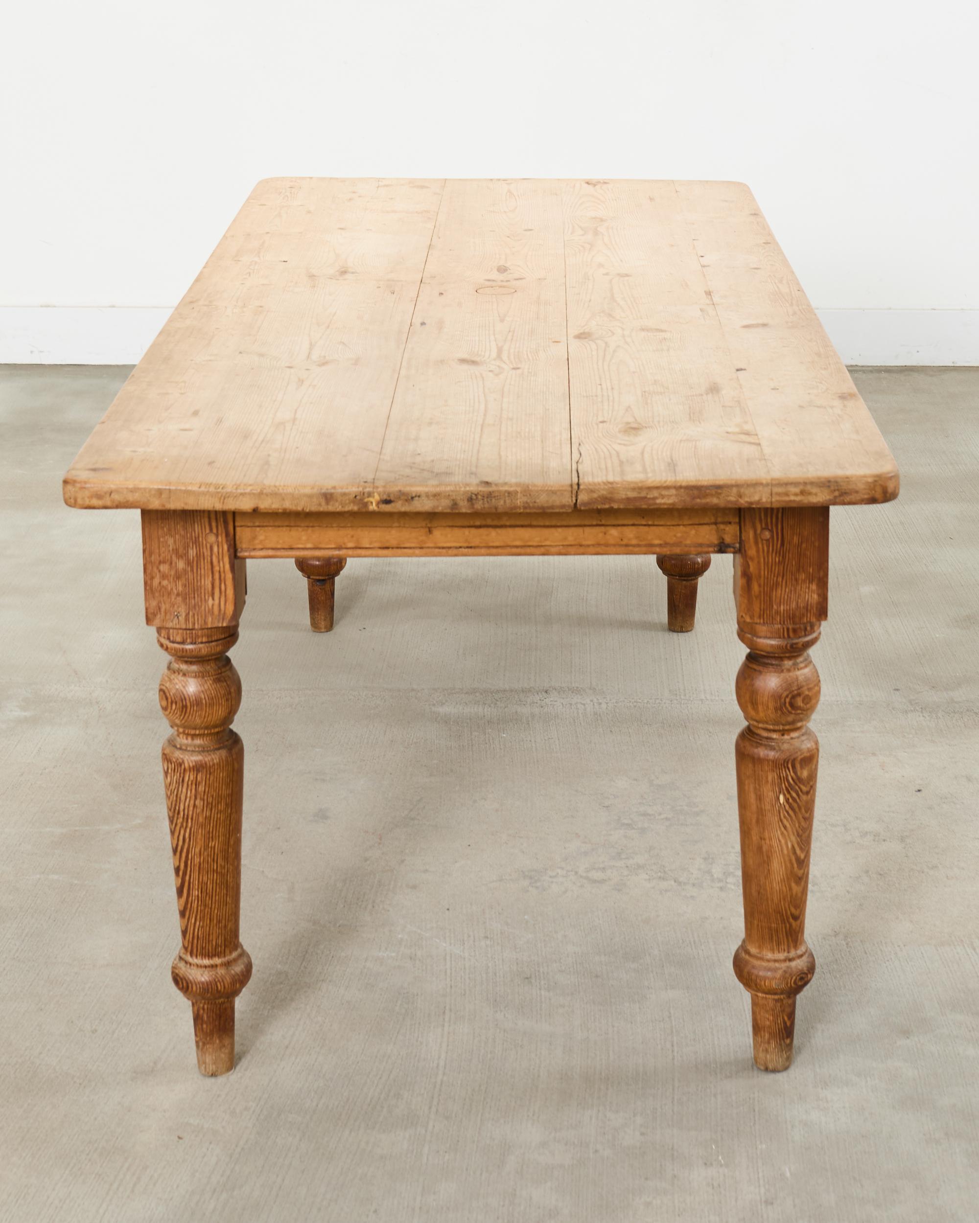 Country English Provincial Pine Farmhouse Dining Table For Sale 13