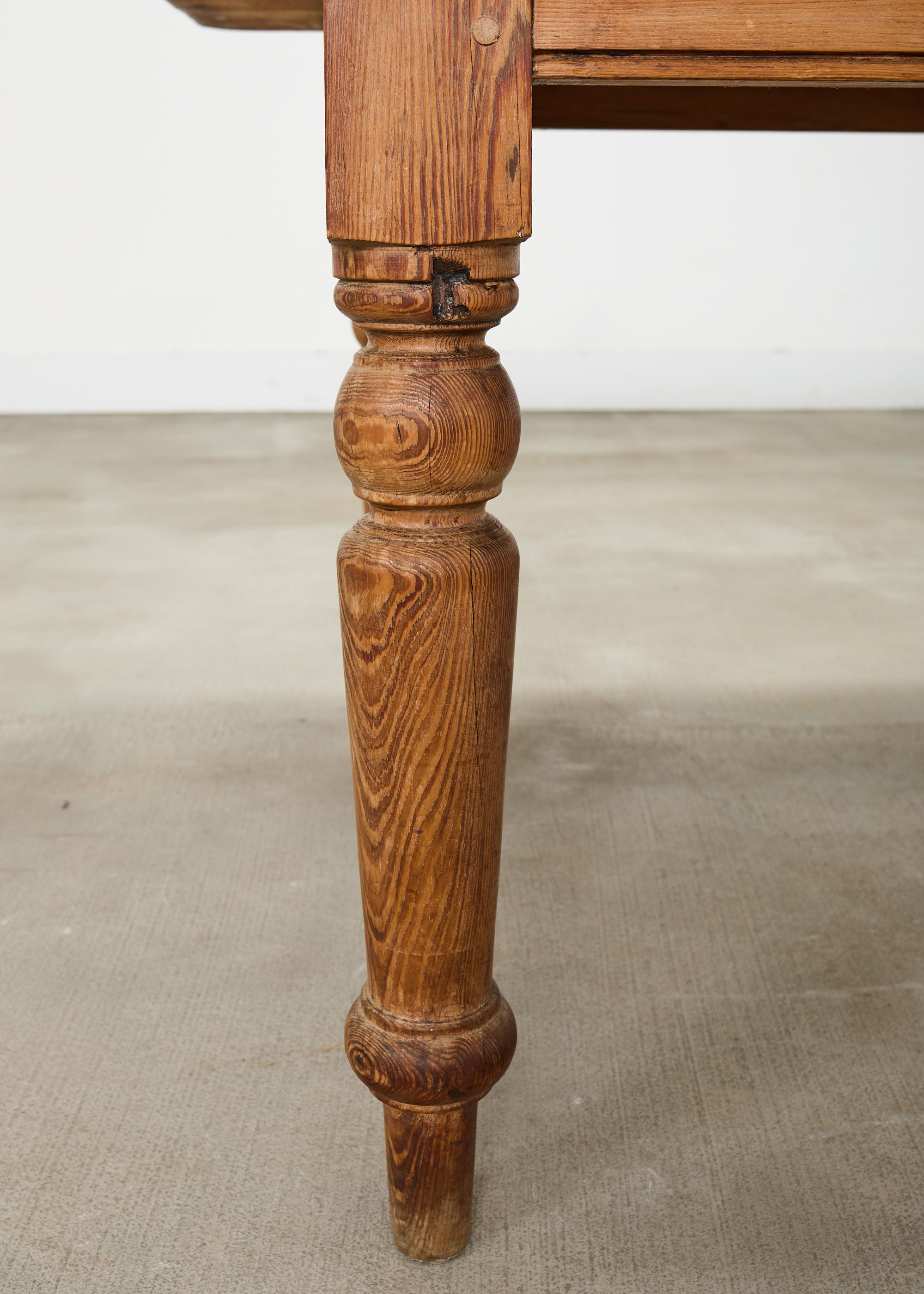 Country English Provincial Pine Farmhouse Dining Table For Sale 3