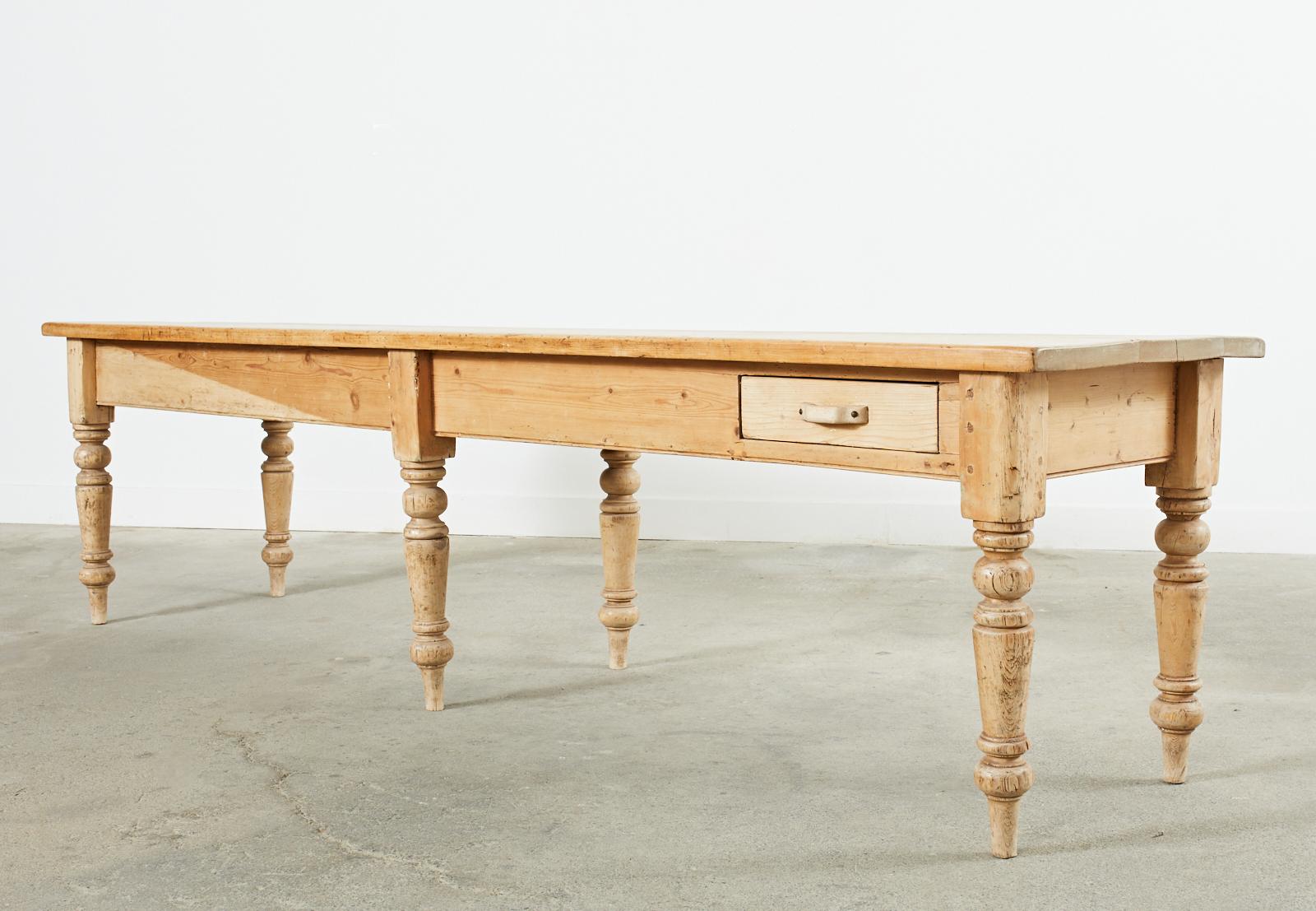 Country English Provincial Pine Farmhouse Dining Table or Console For Sale 5