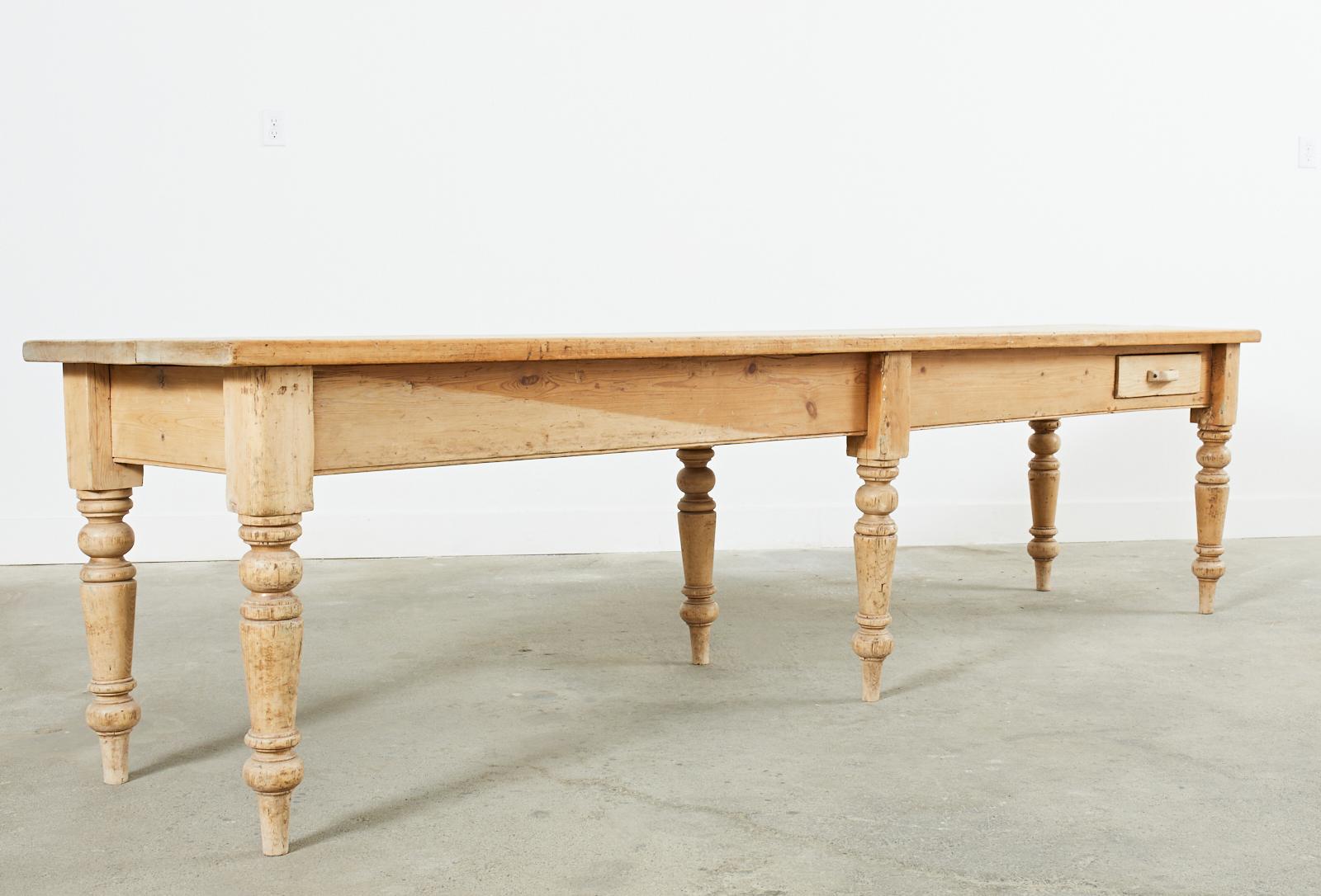 Country English Provincial Pine Farmhouse Dining Table or Console For Sale 10