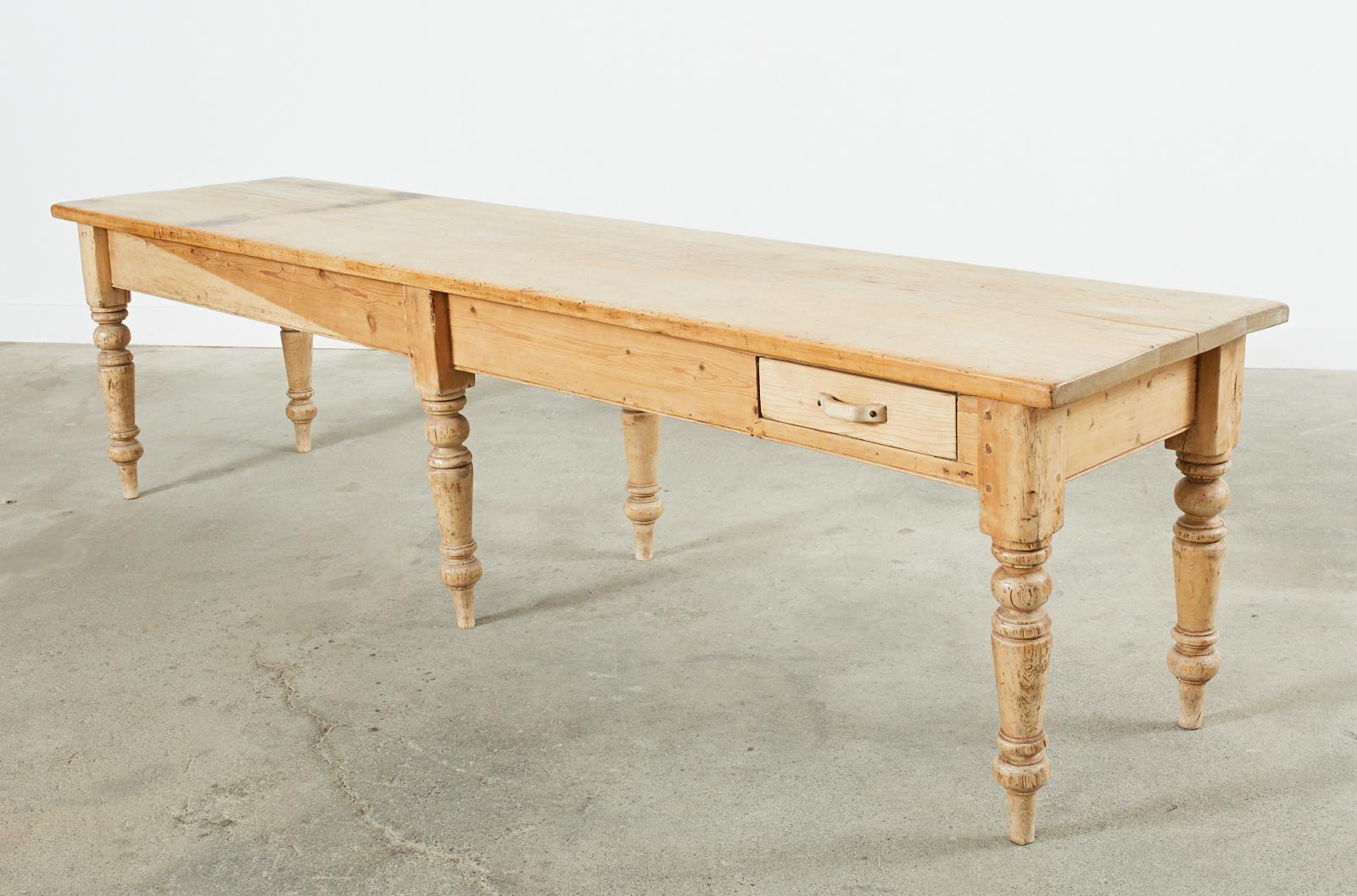 Country English Provincial Pine Farmhouse Dining Table or Console In Good Condition For Sale In Rio Vista, CA