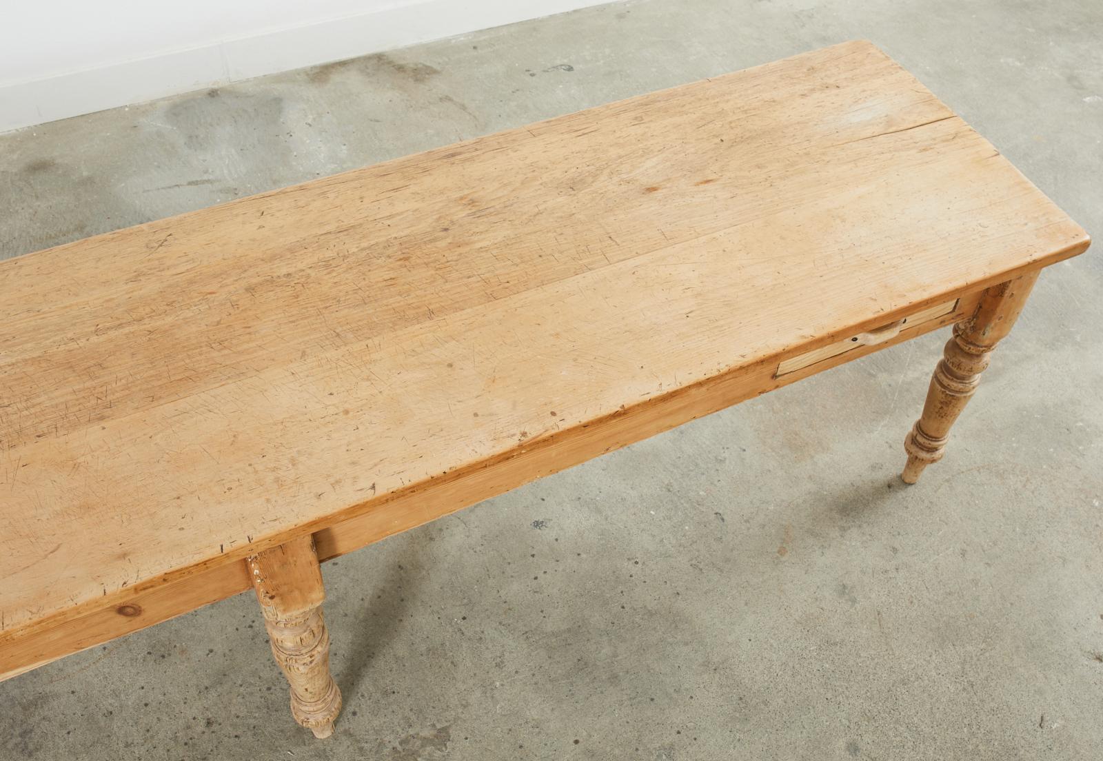 Country English Provincial Pine Farmhouse Dining Table or Console For Sale 2