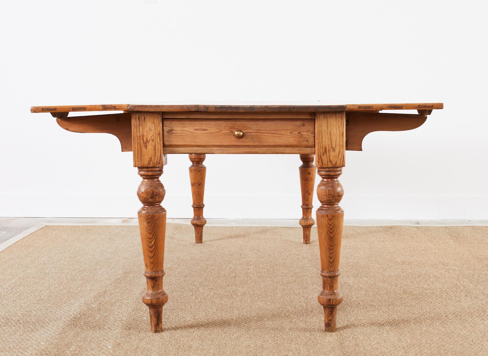 Country English Provincial Pine Farmhouse Drop Leaf Dining Table 1