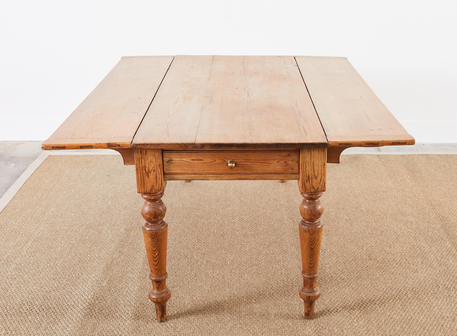Country English Provincial Pine Farmhouse Drop Leaf Dining Table 2