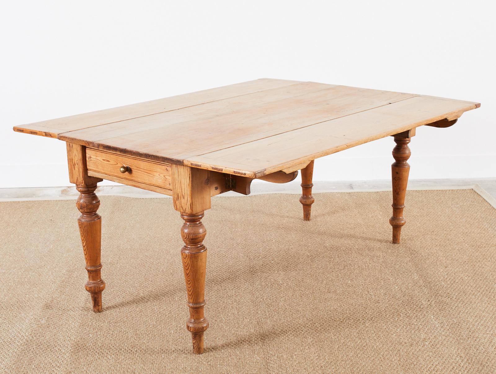 Country English Provincial Pine Farmhouse Drop Leaf Dining Table 3