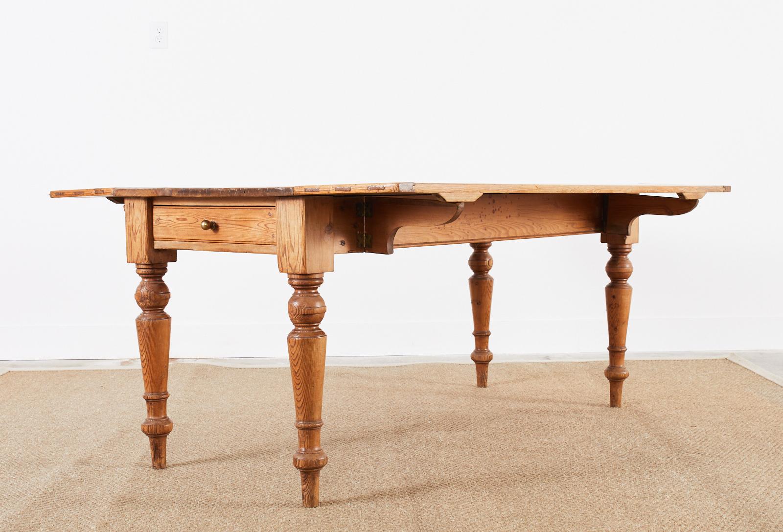 Country English Provincial Pine Farmhouse Drop Leaf Dining Table 4