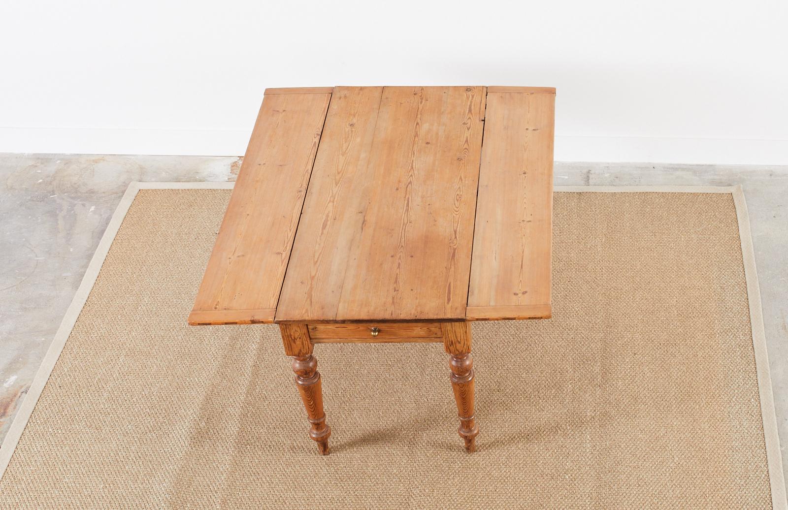 Country English Provincial Pine Farmhouse Drop Leaf Dining Table 5