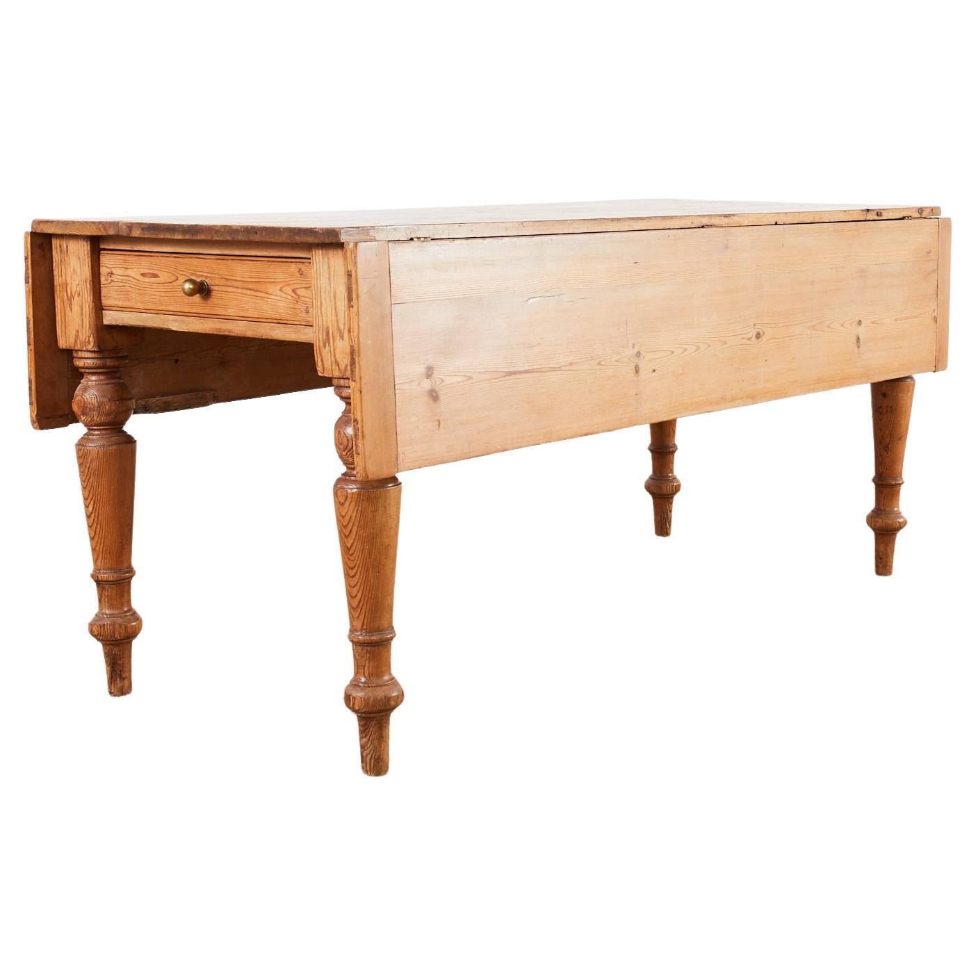 Country English Provincial Pine Farmhouse Drop Leaf Dining Table