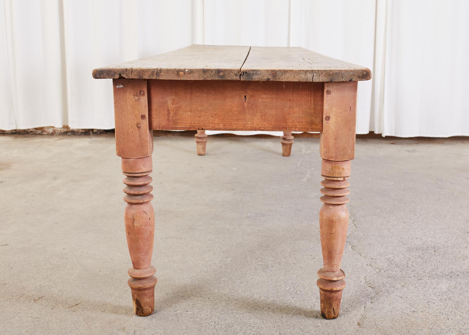 Country English Provincial Pine Farmhouse Harvest Dining Table 5