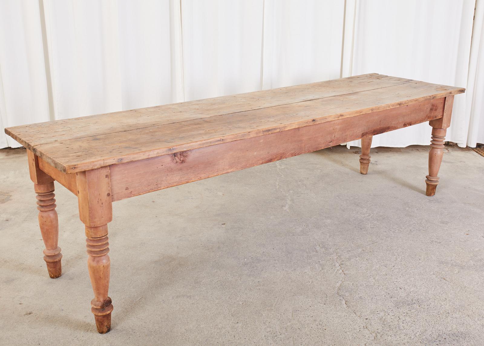 Country English Provincial Pine Farmhouse Harvest Dining Table 8
