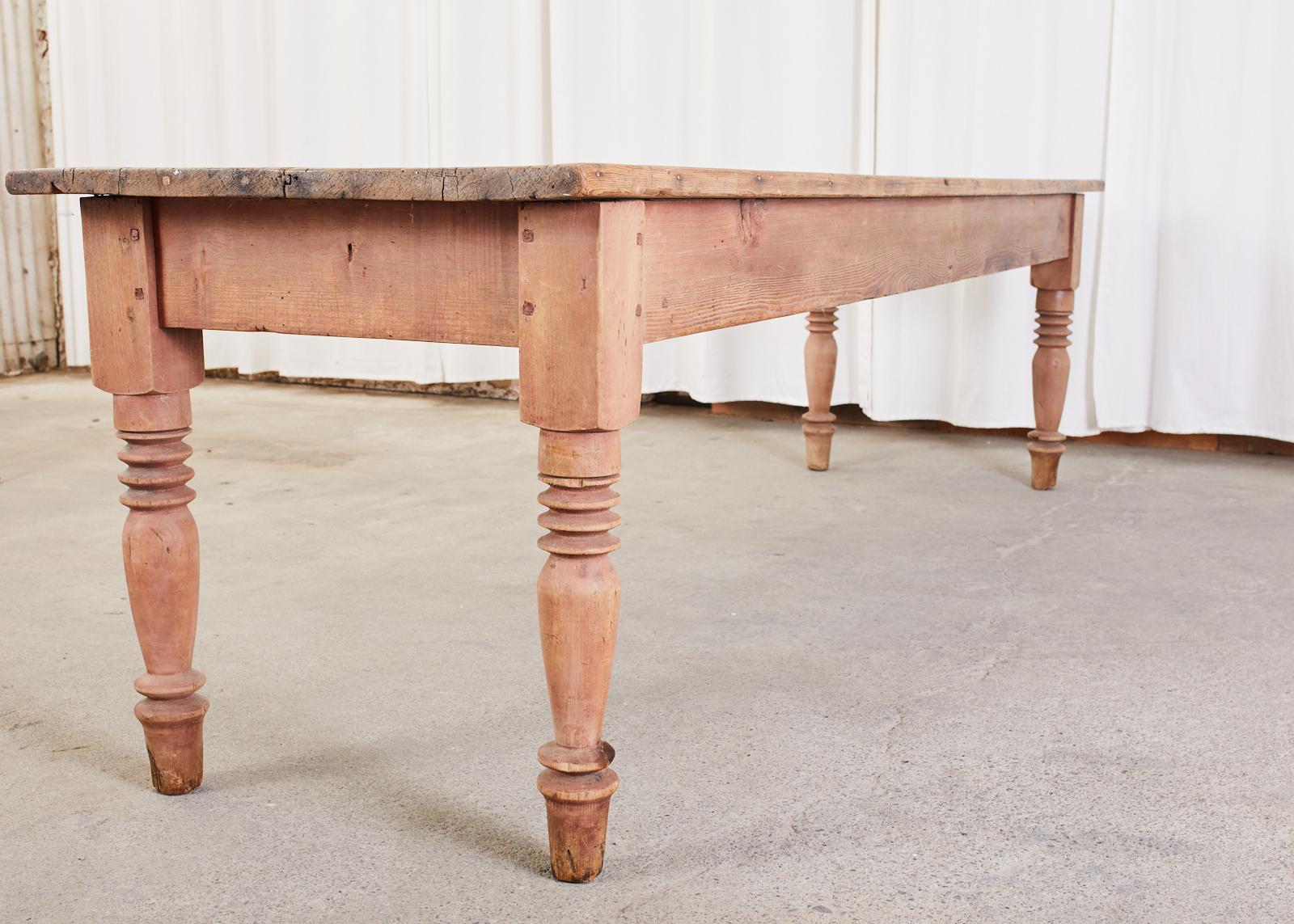 Country English Provincial Pine Farmhouse Harvest Dining Table 13