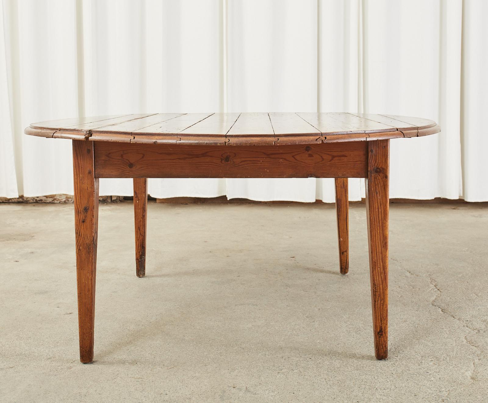 Country English Provincial Pine Farmhouse Oval Drop-Leaf Dining Table 6