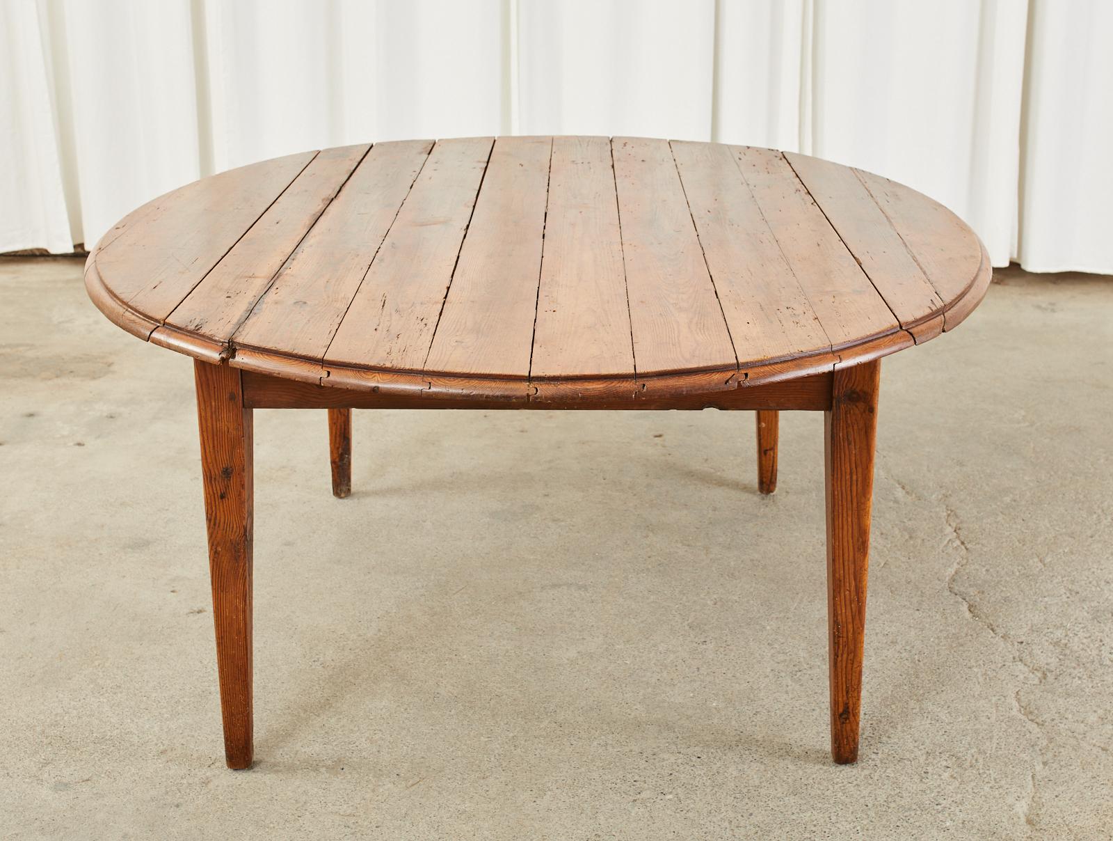 Country English Provincial Pine Farmhouse Oval Drop-Leaf Dining Table 10