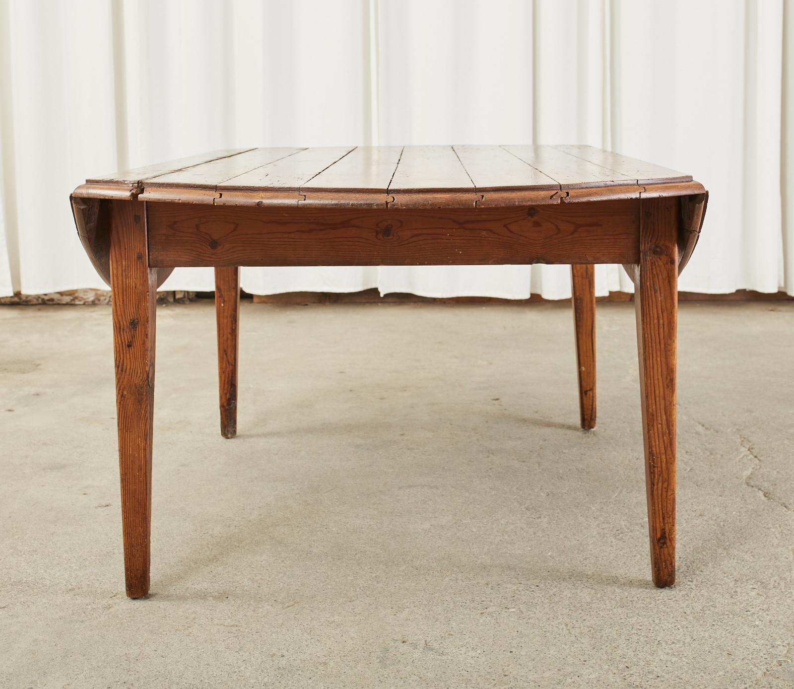 Country English Provincial Pine Farmhouse Oval Drop-Leaf Dining Table 11