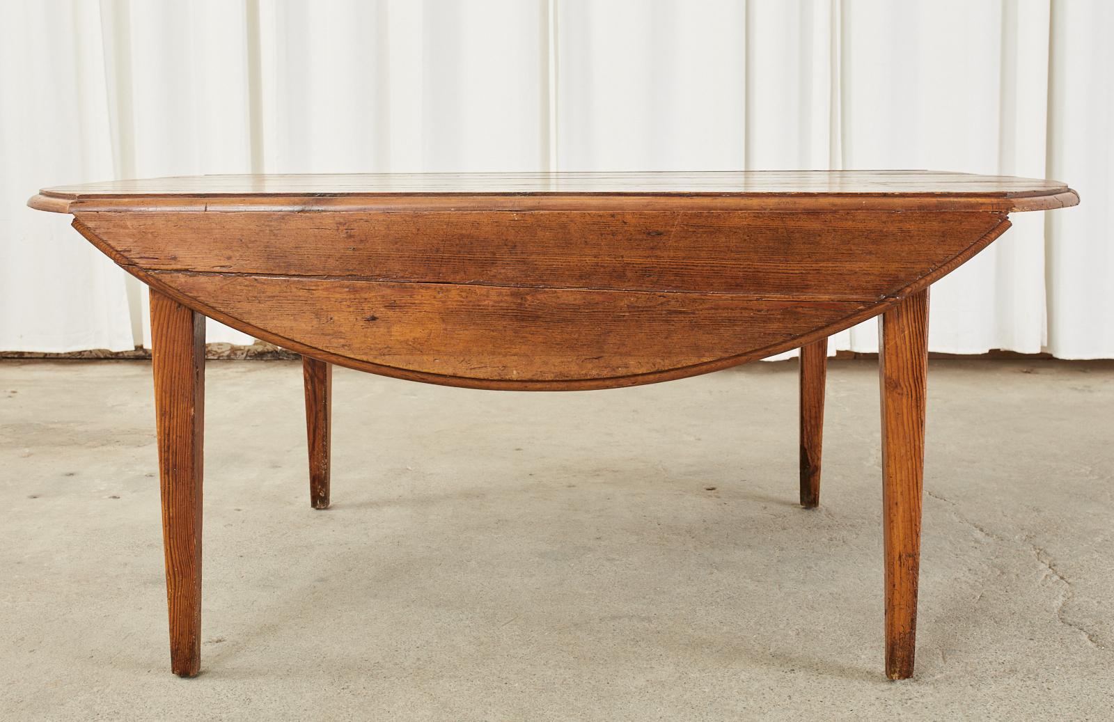 Country English Provincial Pine Farmhouse Oval Drop-Leaf Dining Table 12