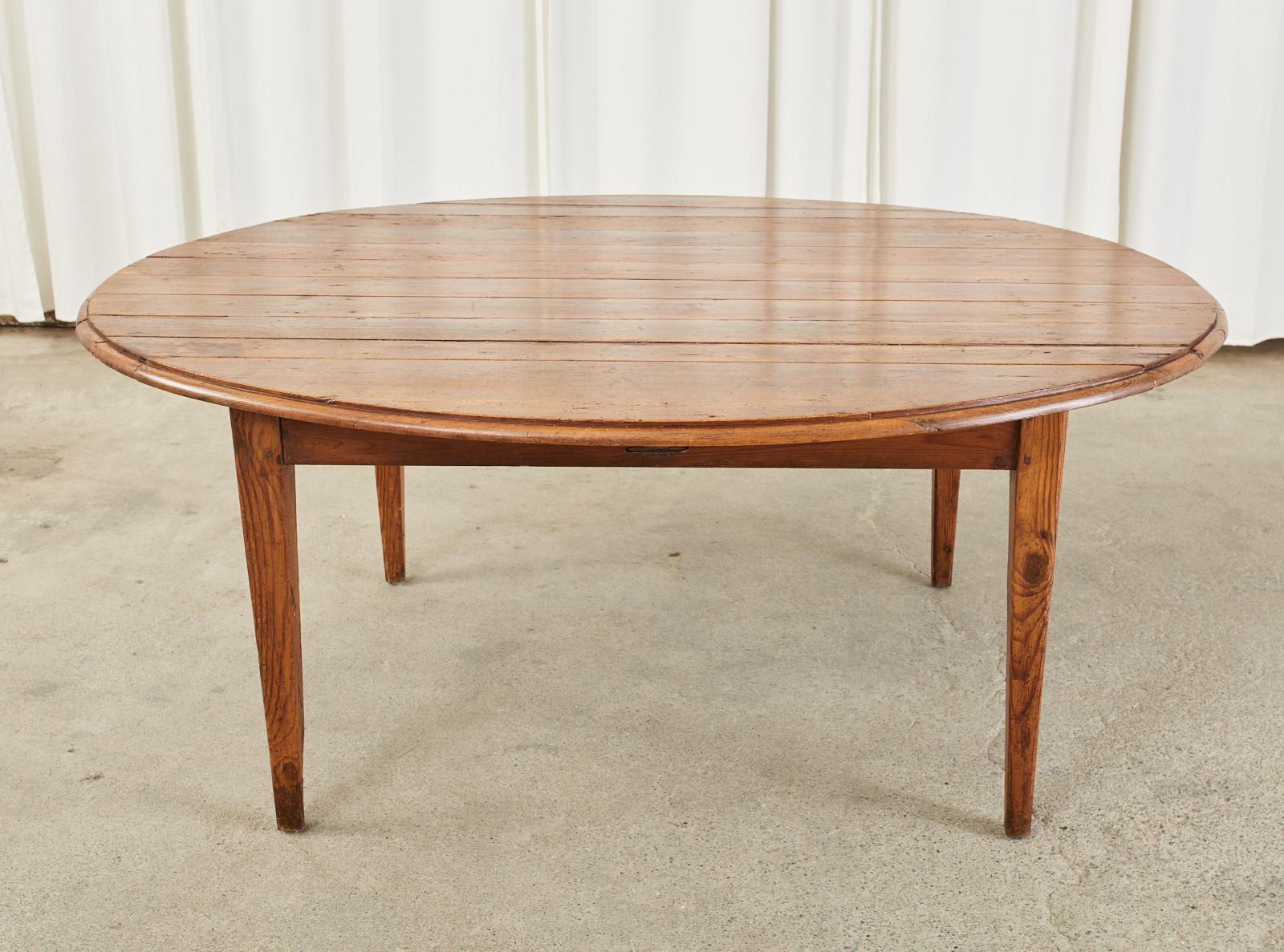 Country English Provincial Pine Farmhouse Oval Drop-Leaf Dining Table 1