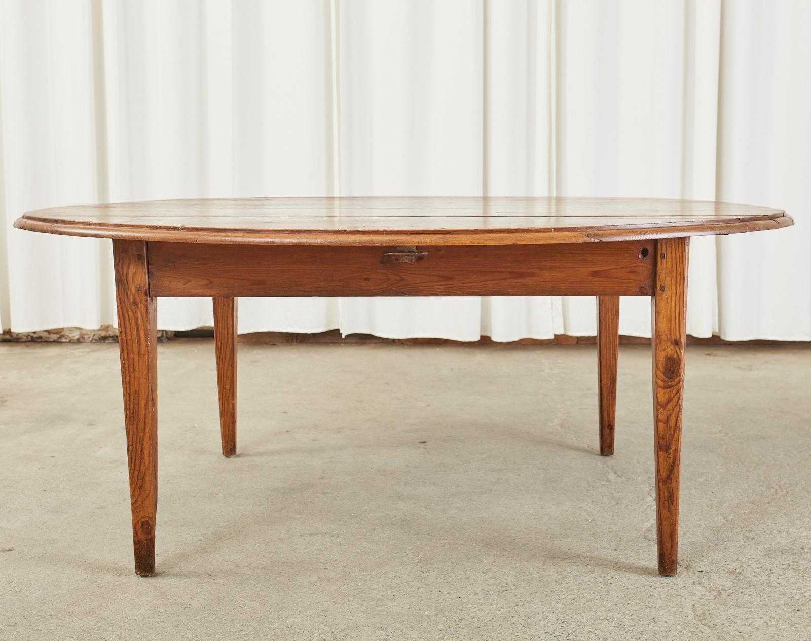 Country English Provincial Pine Farmhouse Oval Drop-Leaf Dining Table 2