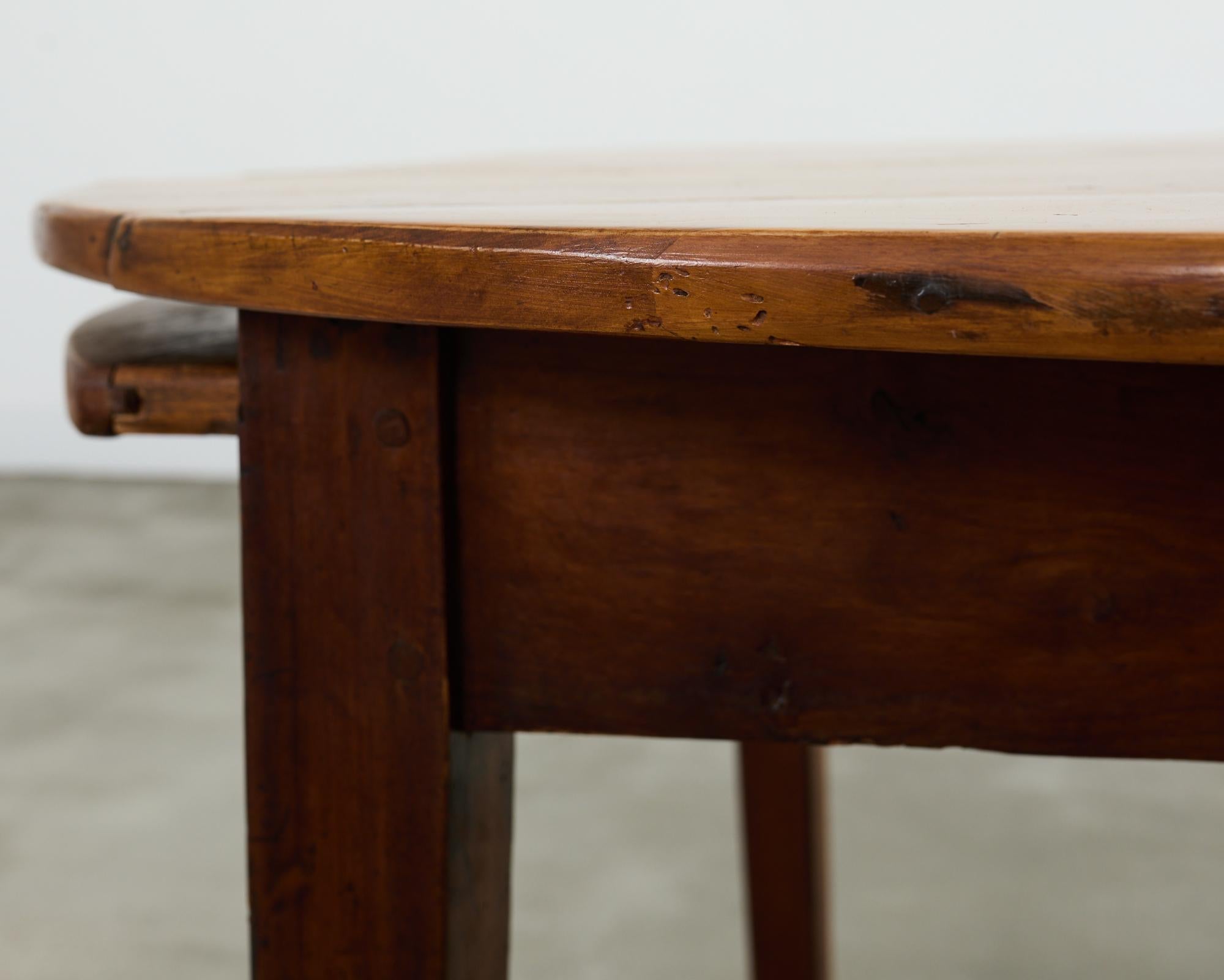 Country English Provincial Round Fruitwood Farmhouse Dining Table For Sale 5