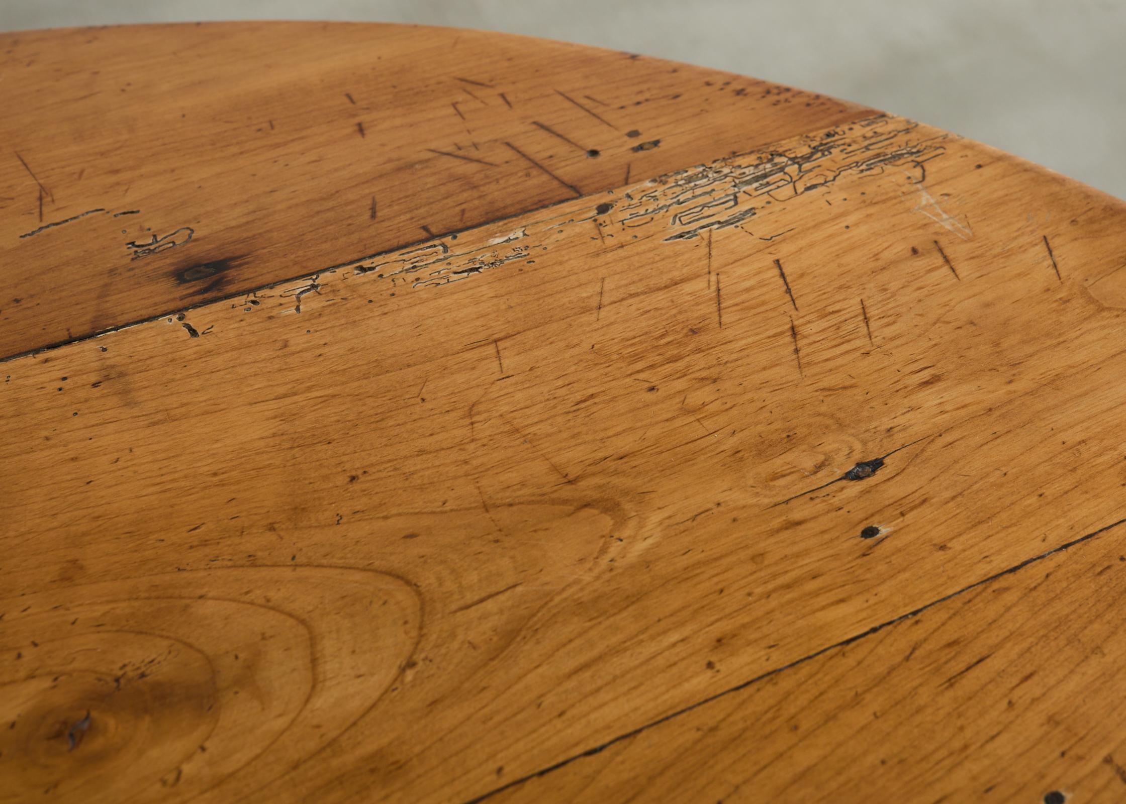 Country English Provincial Round Fruitwood Farmhouse Dining Table For Sale 6