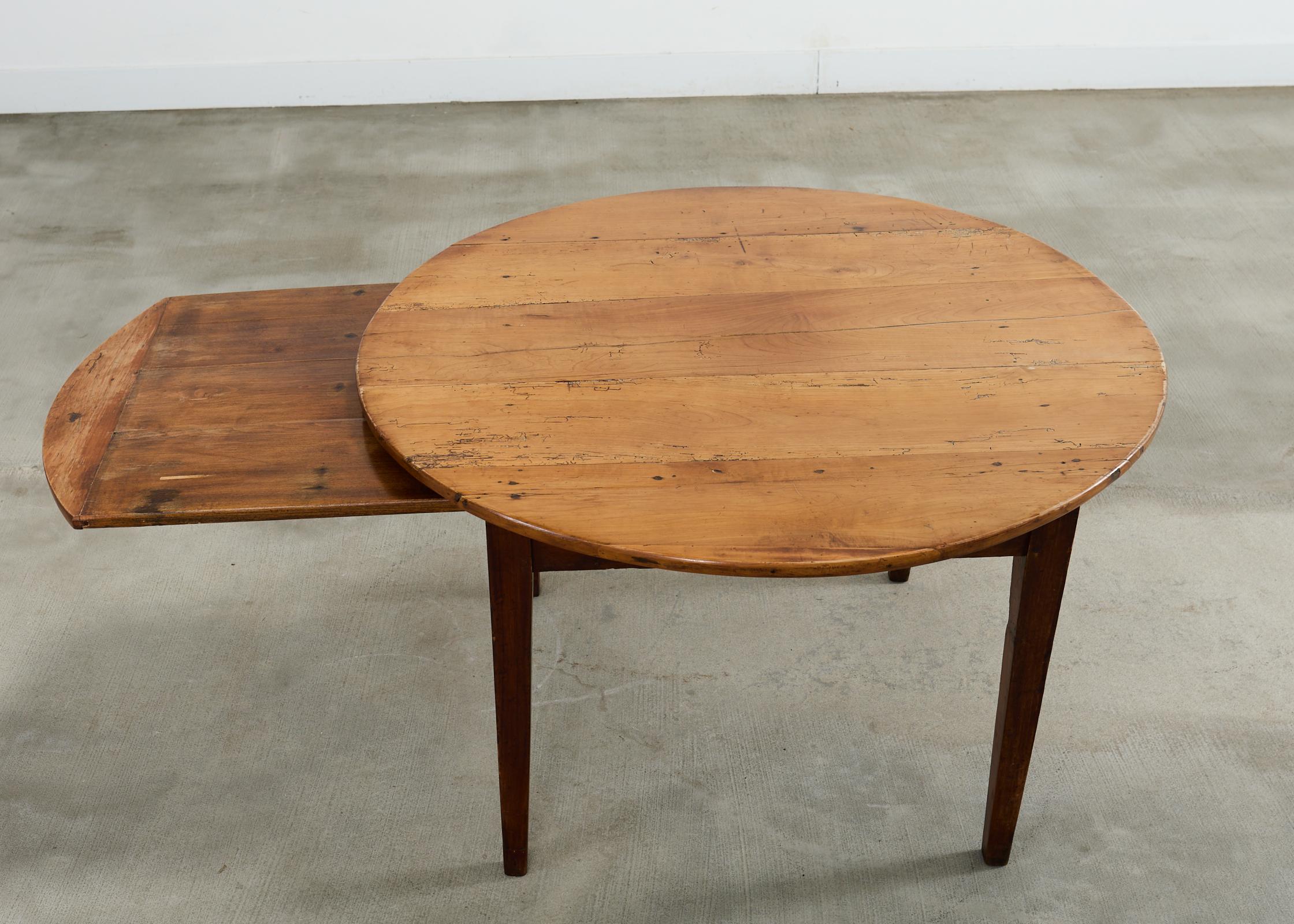 Country English Provincial Round Fruitwood Farmhouse Dining Table For Sale 7