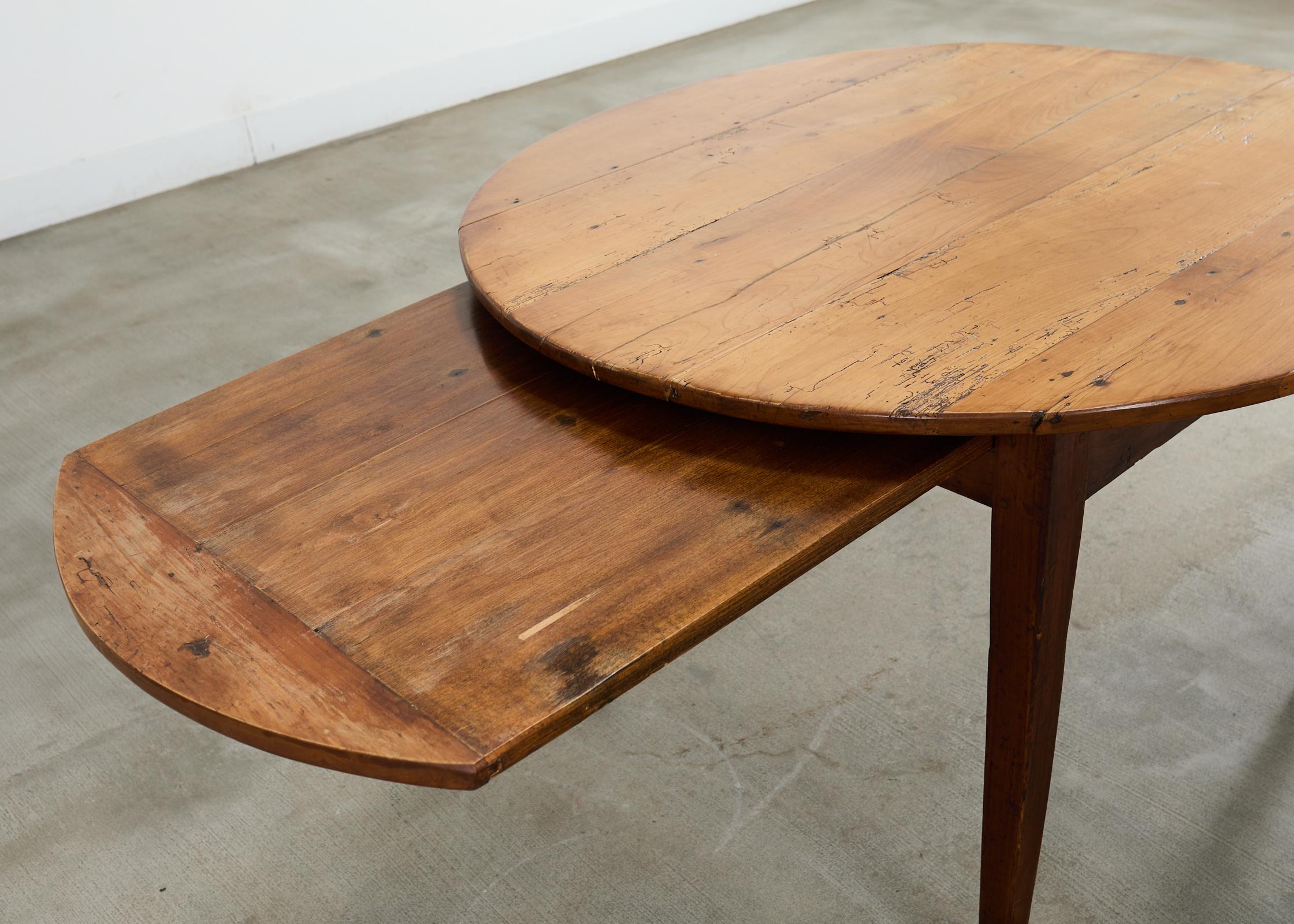 Country English Provincial Round Fruitwood Farmhouse Dining Table For Sale 8