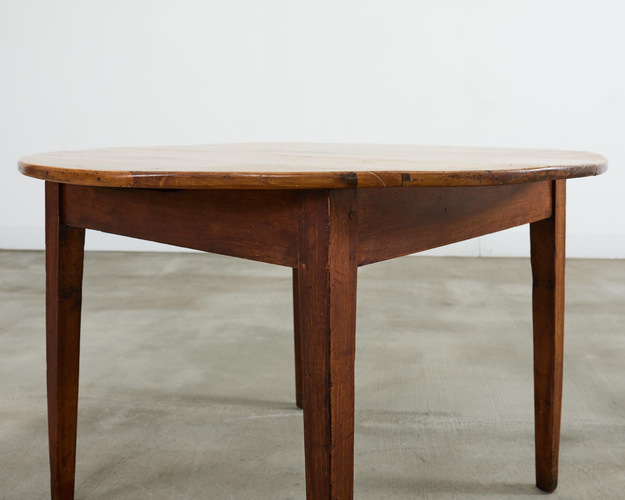 Country English Provincial Round Fruitwood Farmhouse Dining Table For Sale 11