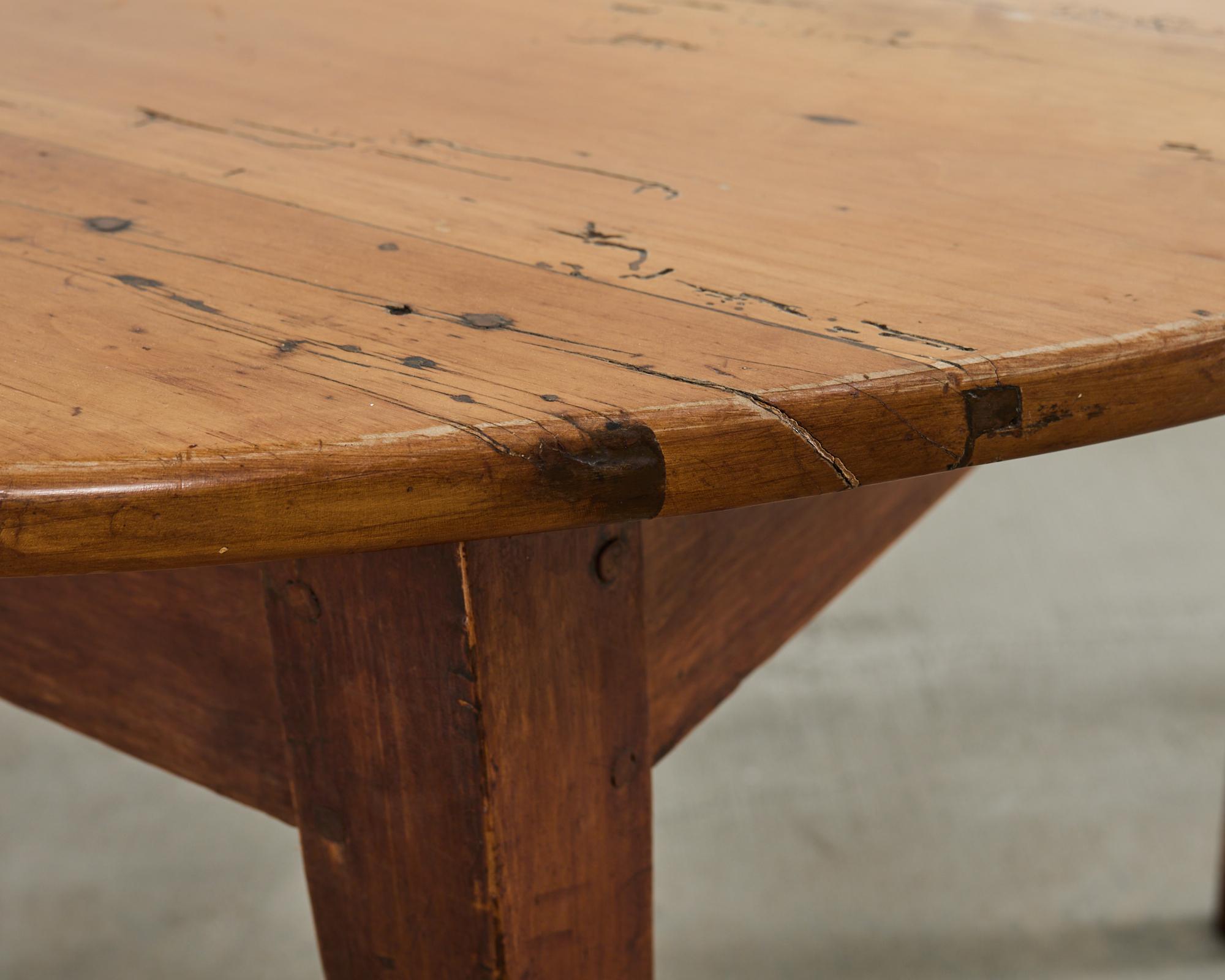 Country English Provincial Round Fruitwood Farmhouse Dining Table For Sale 12