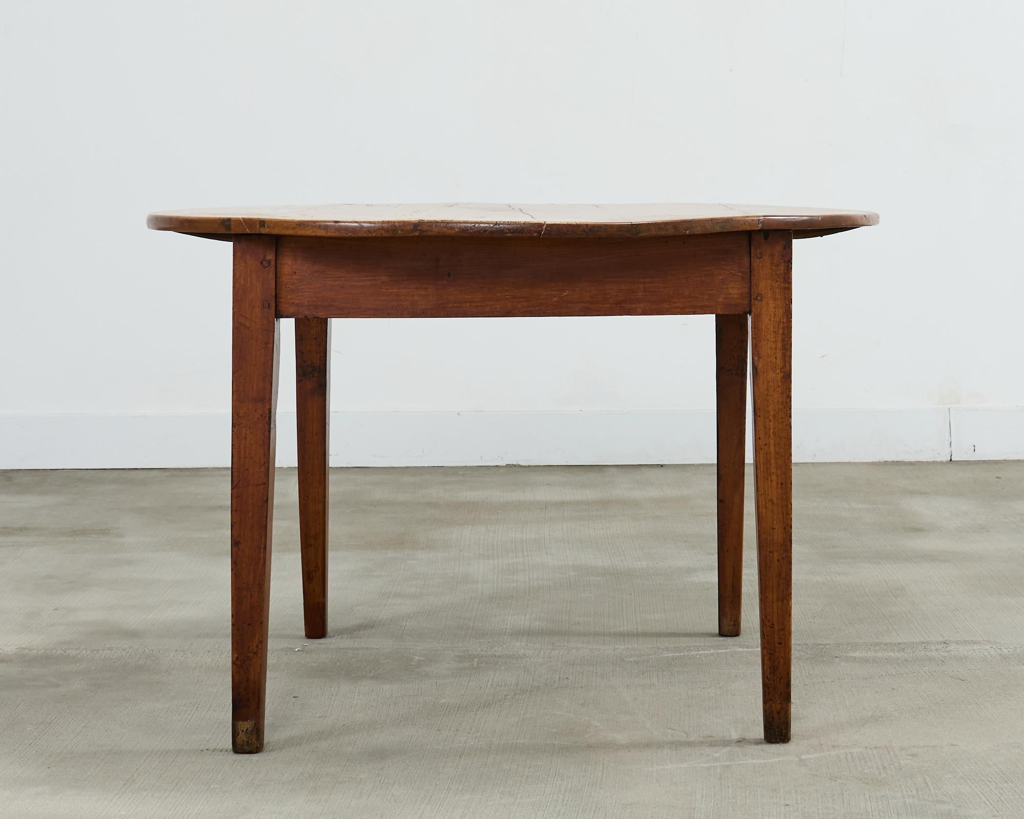 Country English Provincial Round Fruitwood Farmhouse Dining Table For Sale 13