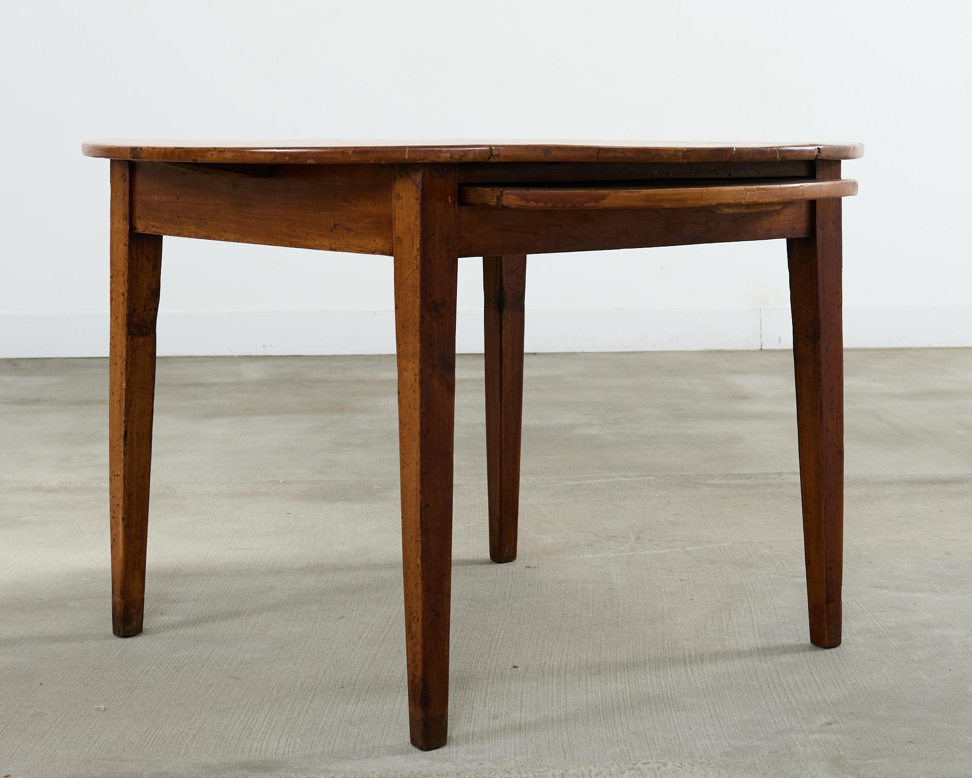 Country English Provincial Round Fruitwood Farmhouse Dining Table For Sale 14