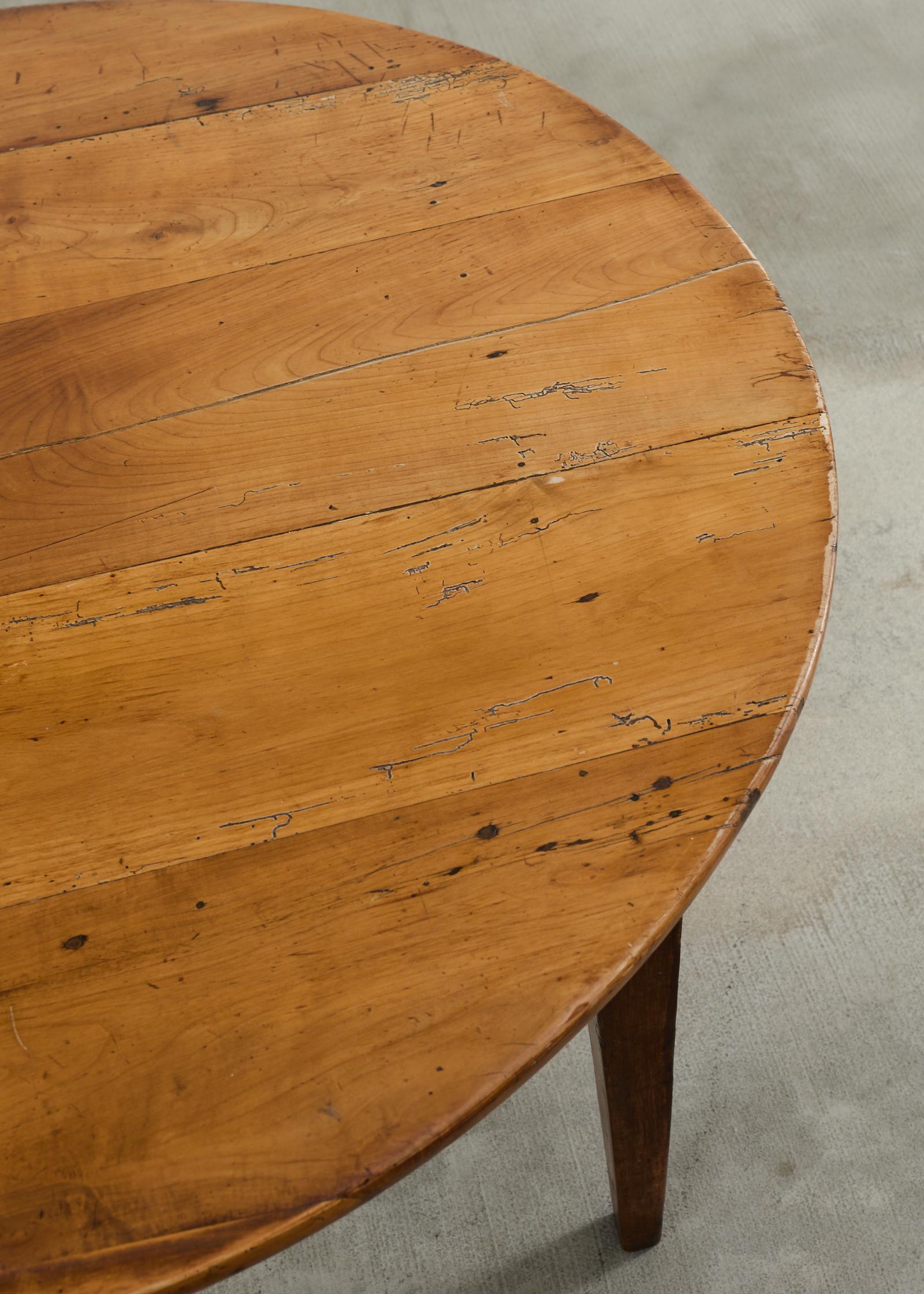Country English Provincial Round Fruitwood Farmhouse Dining Table For Sale 1