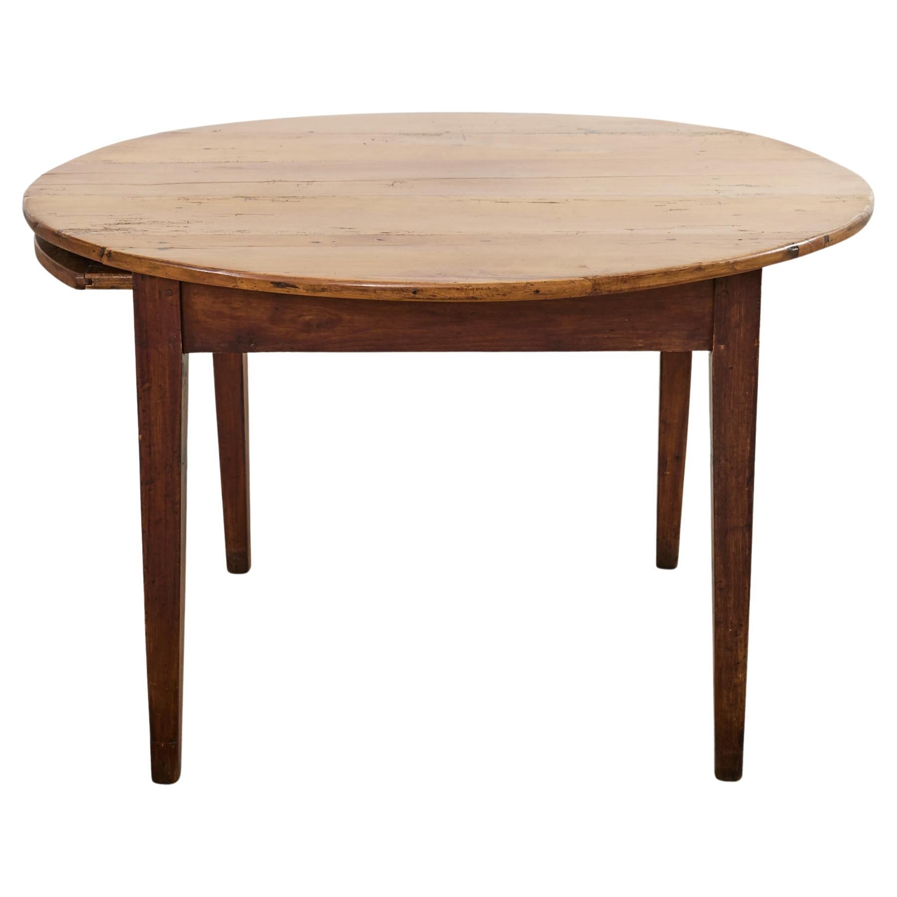 Mesa de comedor de granja redonda de madera de frutal de estilo provincial inglés