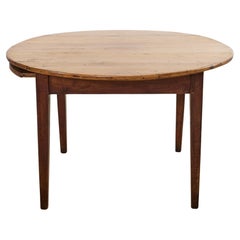 Antique Country English Provincial Round Fruitwood Farmhouse Dining Table